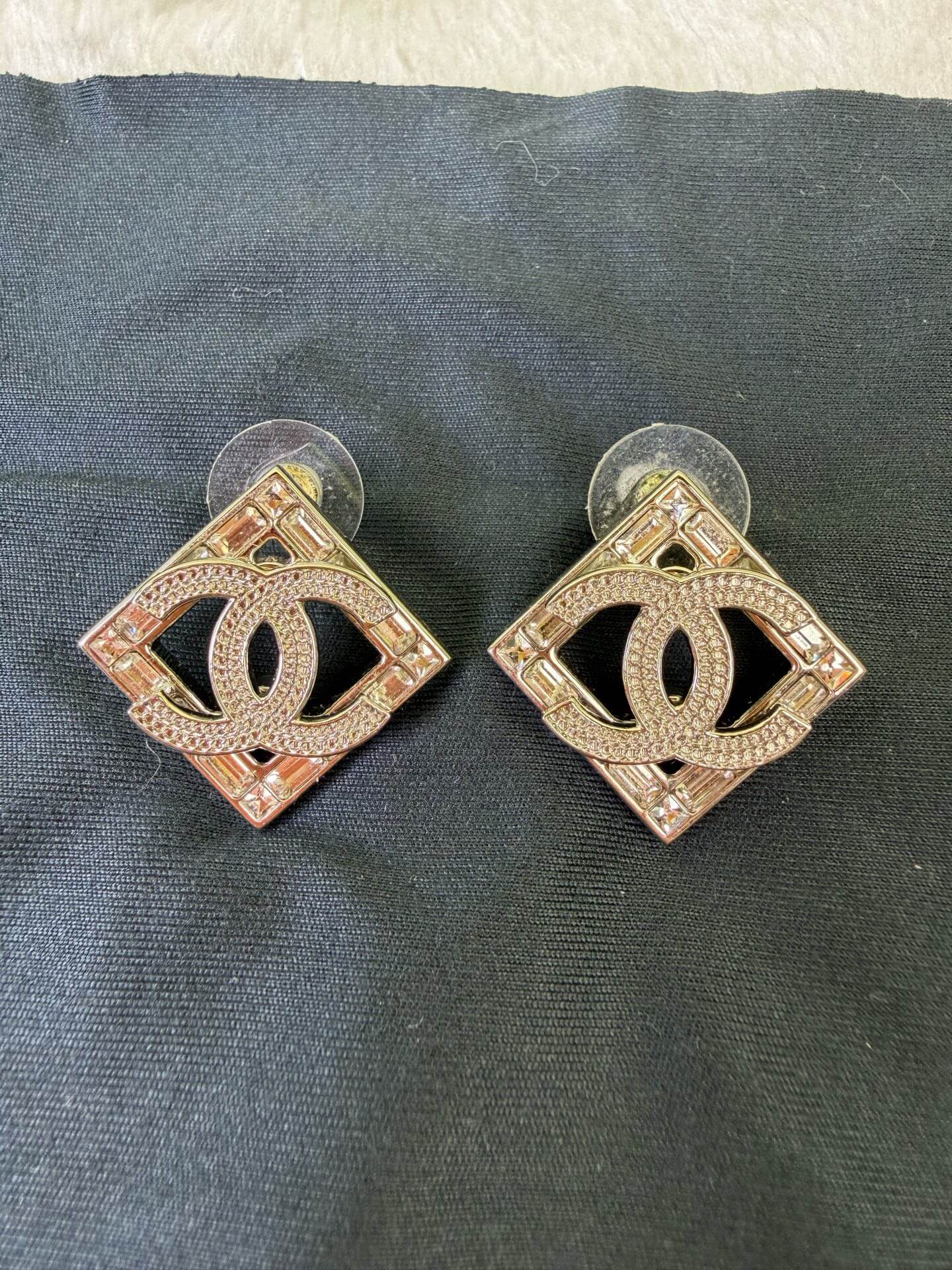 Chanel CC Diamond Stud Earrings