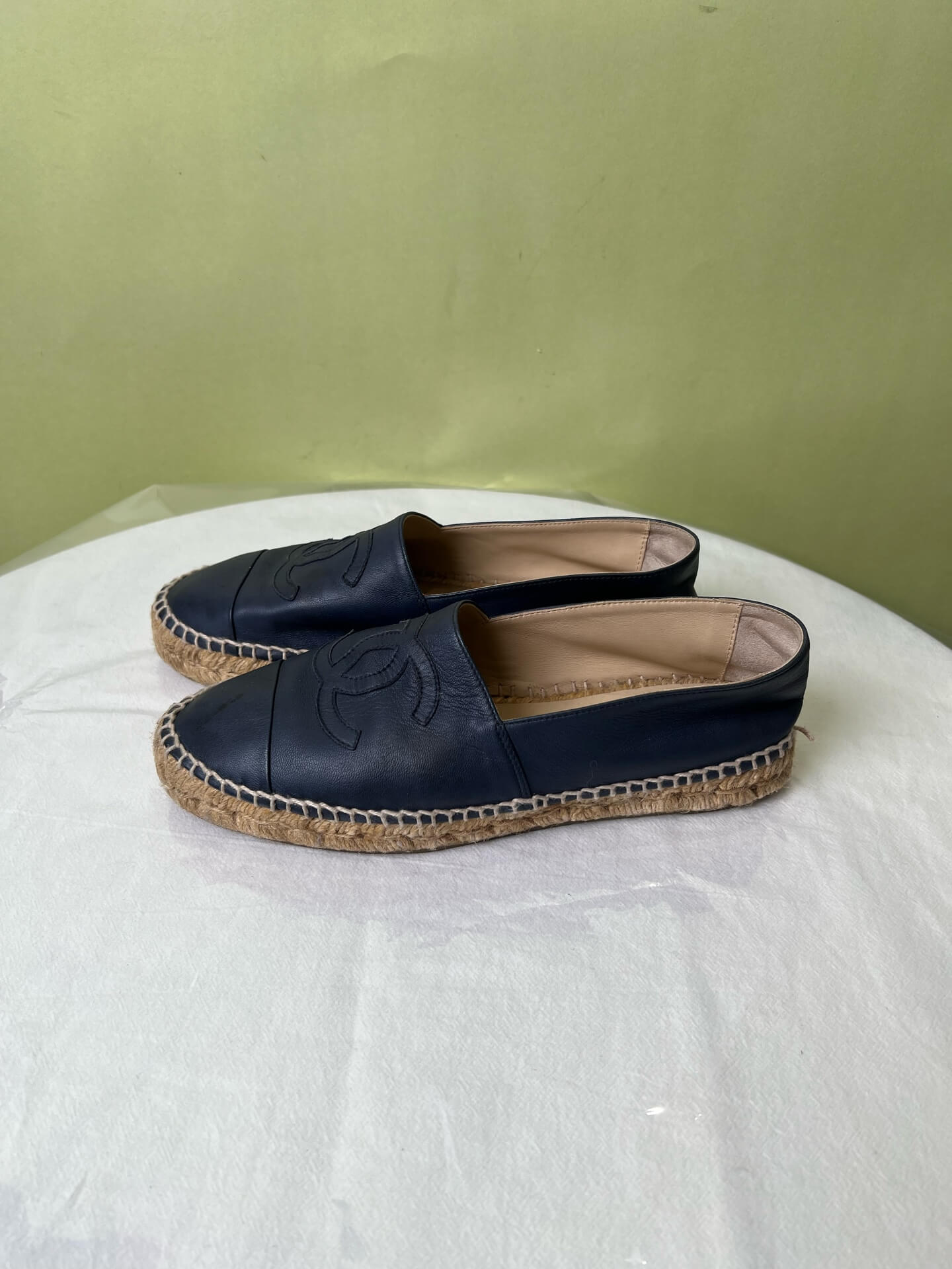 Chanel Navy Leather Espadrilles