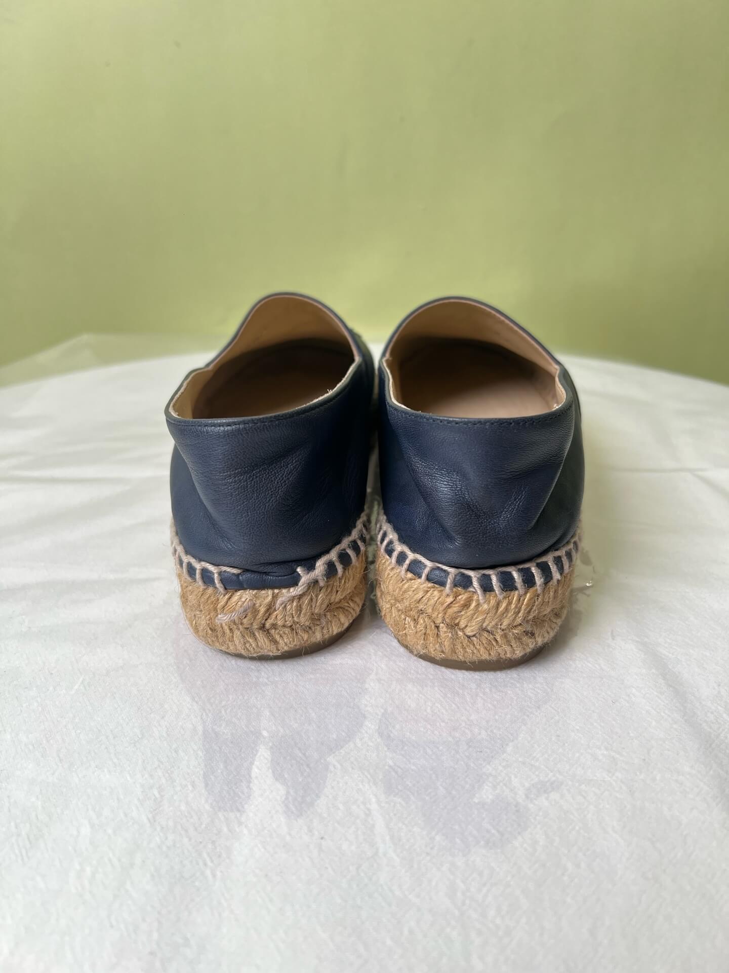 Chanel Navy Leather Espadrilles