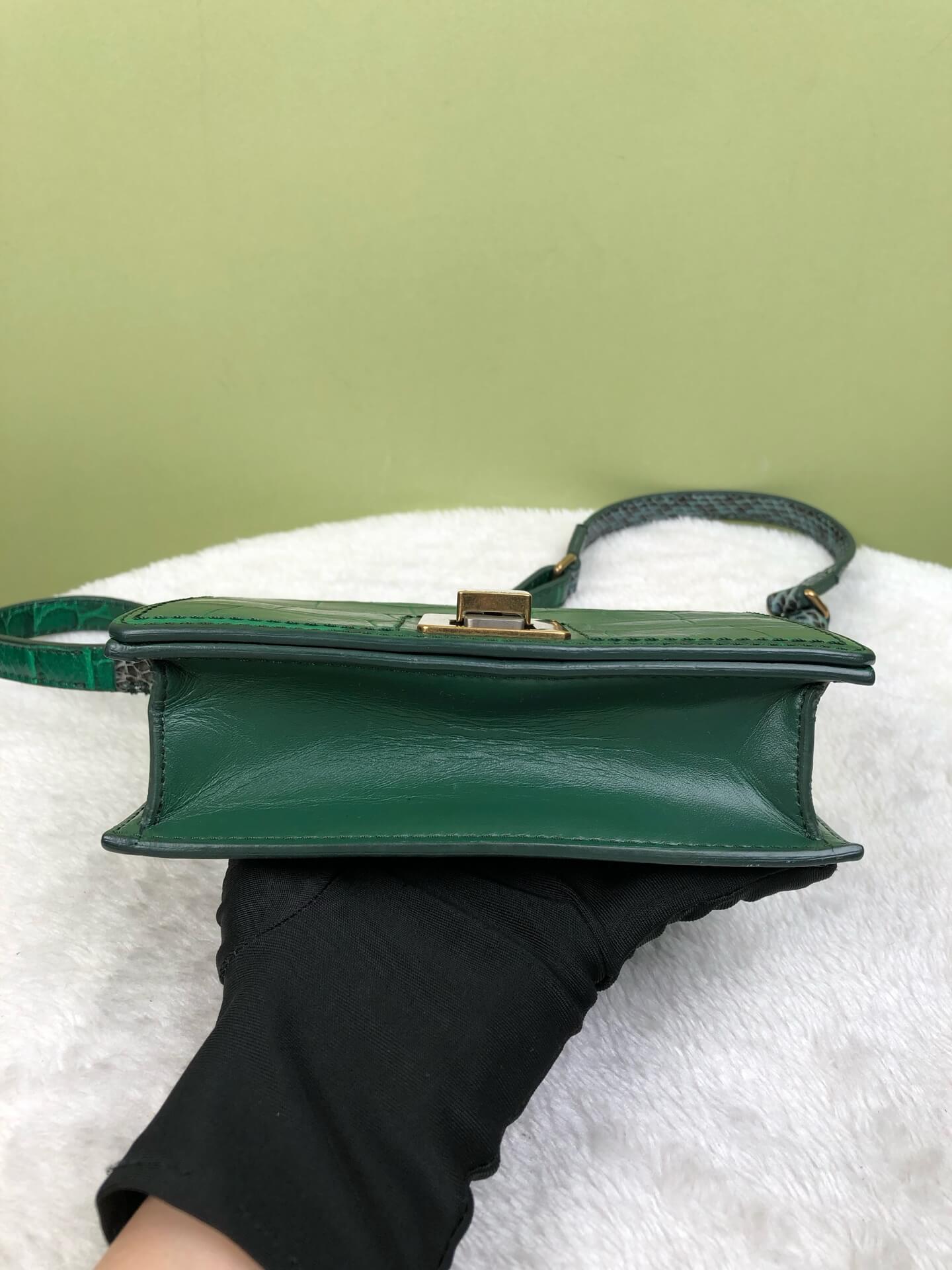 Lanvin Green Crocodile-Embossed Flap Bag