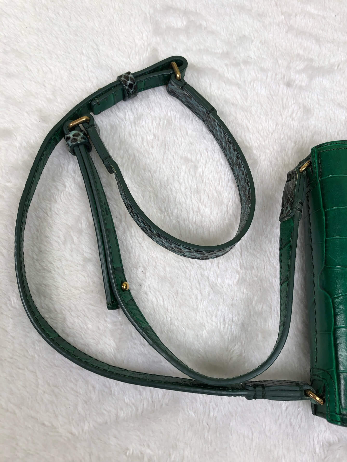 Lanvin Green Crocodile-Embossed Flap Bag