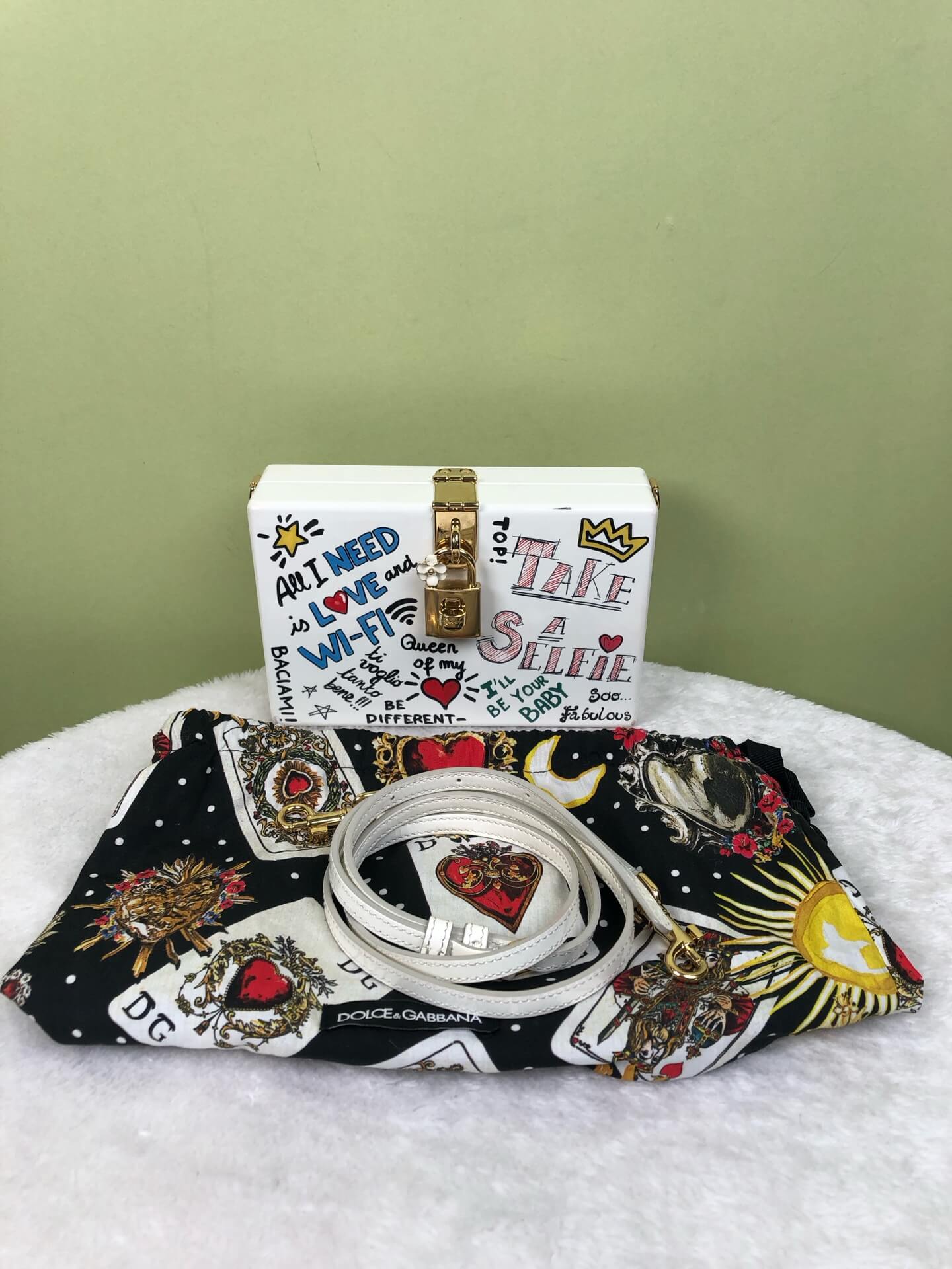 Dolce&Gabbana White Graffiti Box Bag