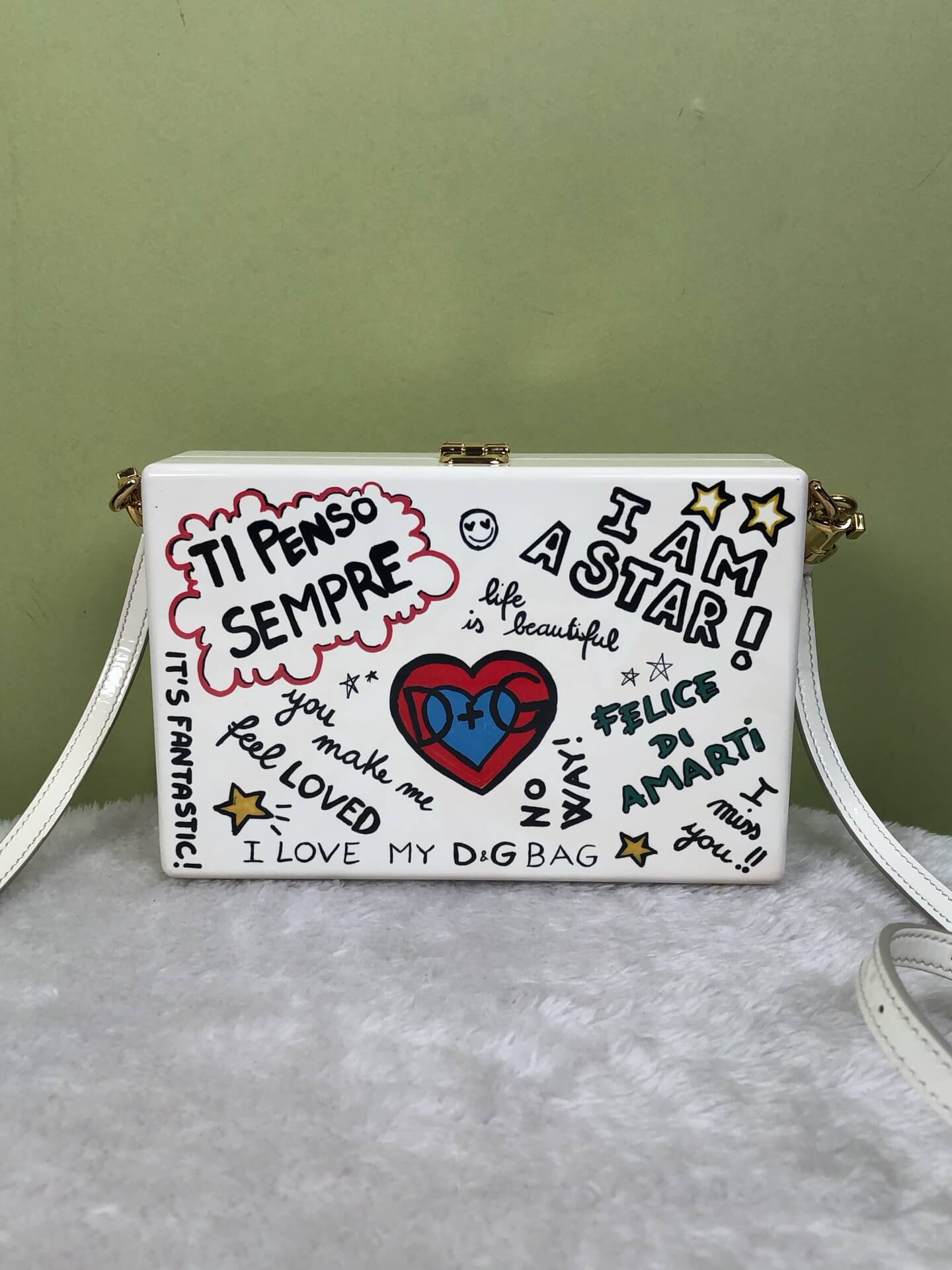 Dolce&Gabbana White Graffiti Box Bag