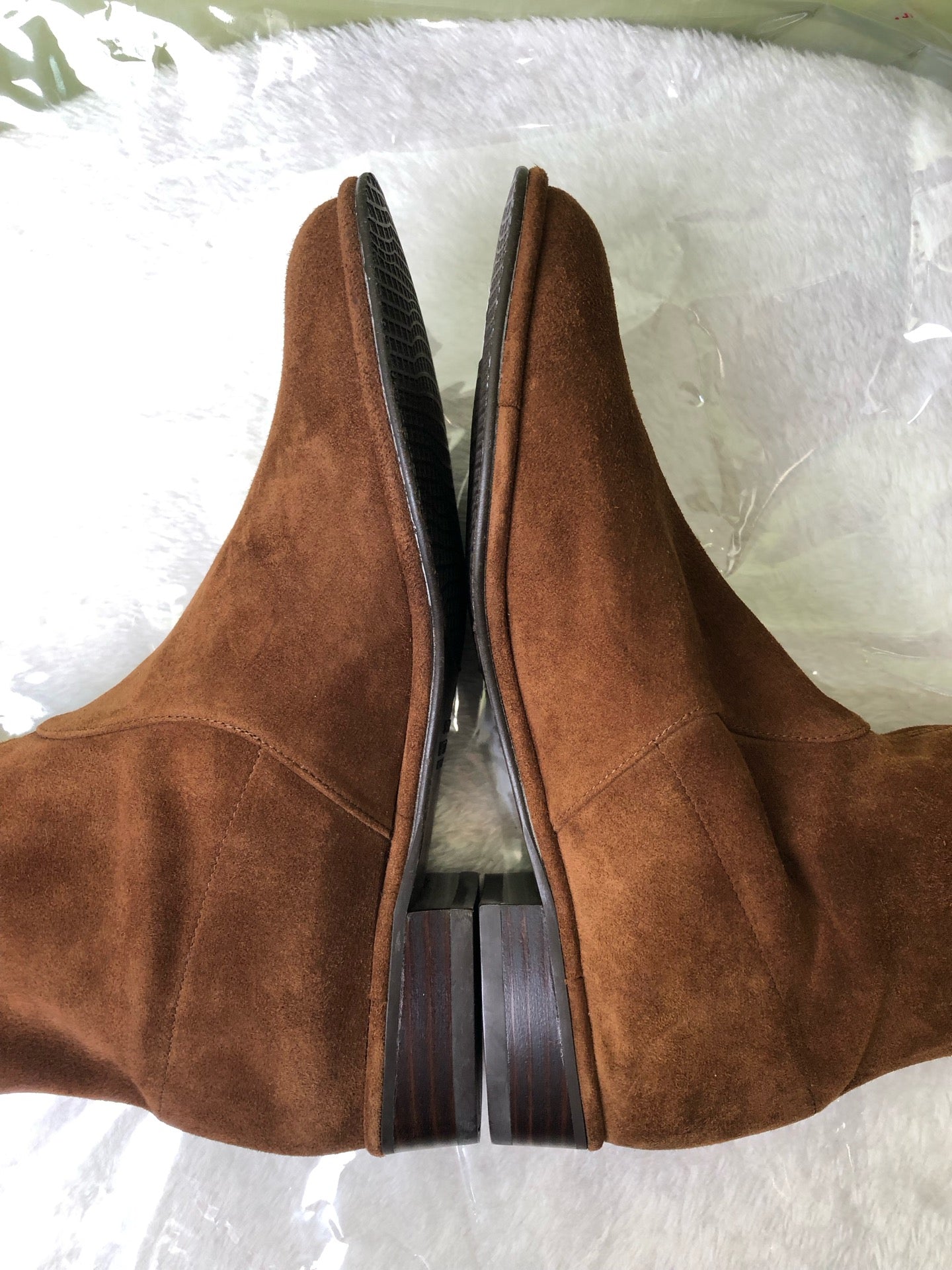 空白 Alcantara Brown Ankle boots