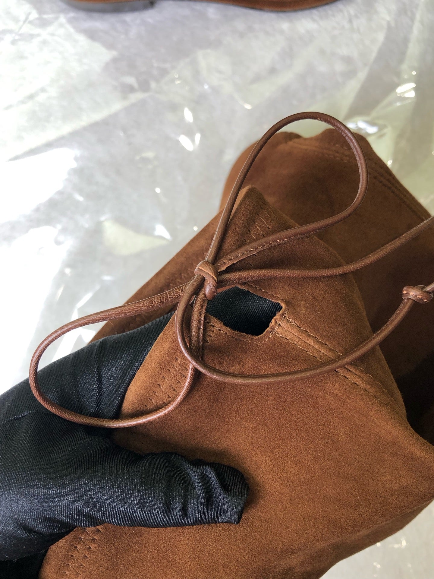 空白 Alcantara Brown Ankle boots