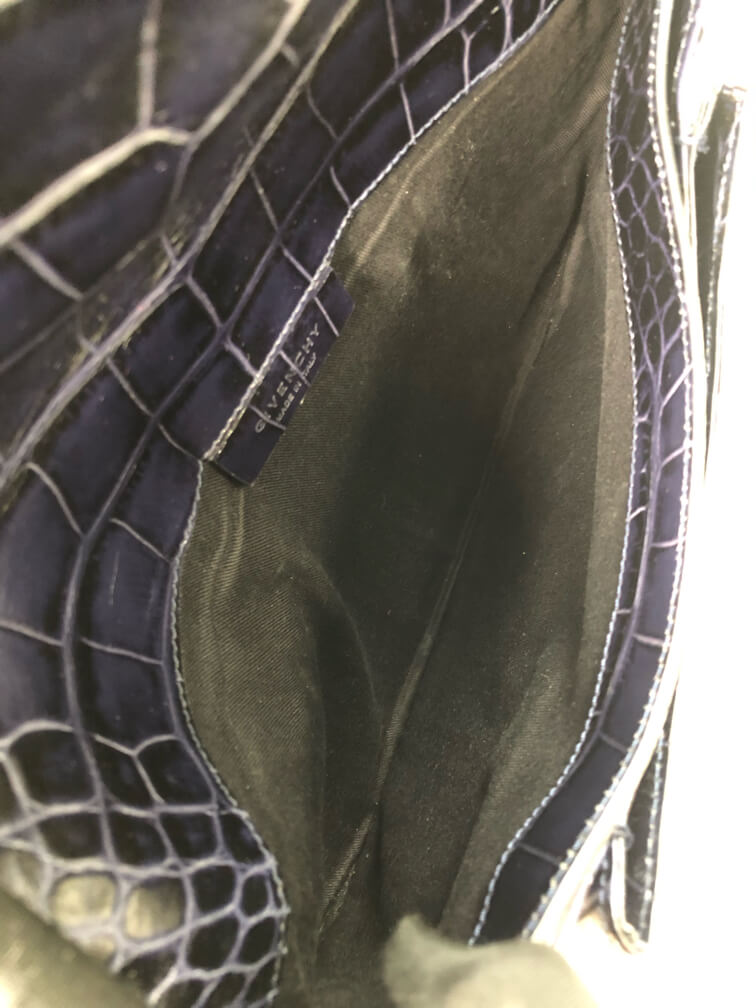 Givenchy Navy Crocodile-Embossed Clutch Bag