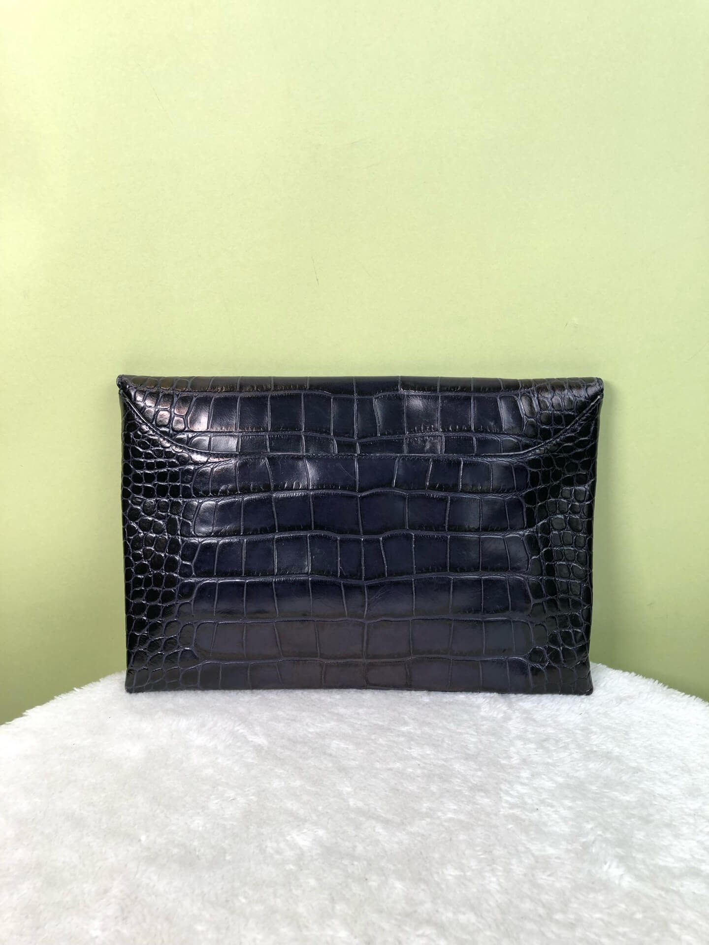 Givenchy Navy Crocodile-Embossed Clutch Bag