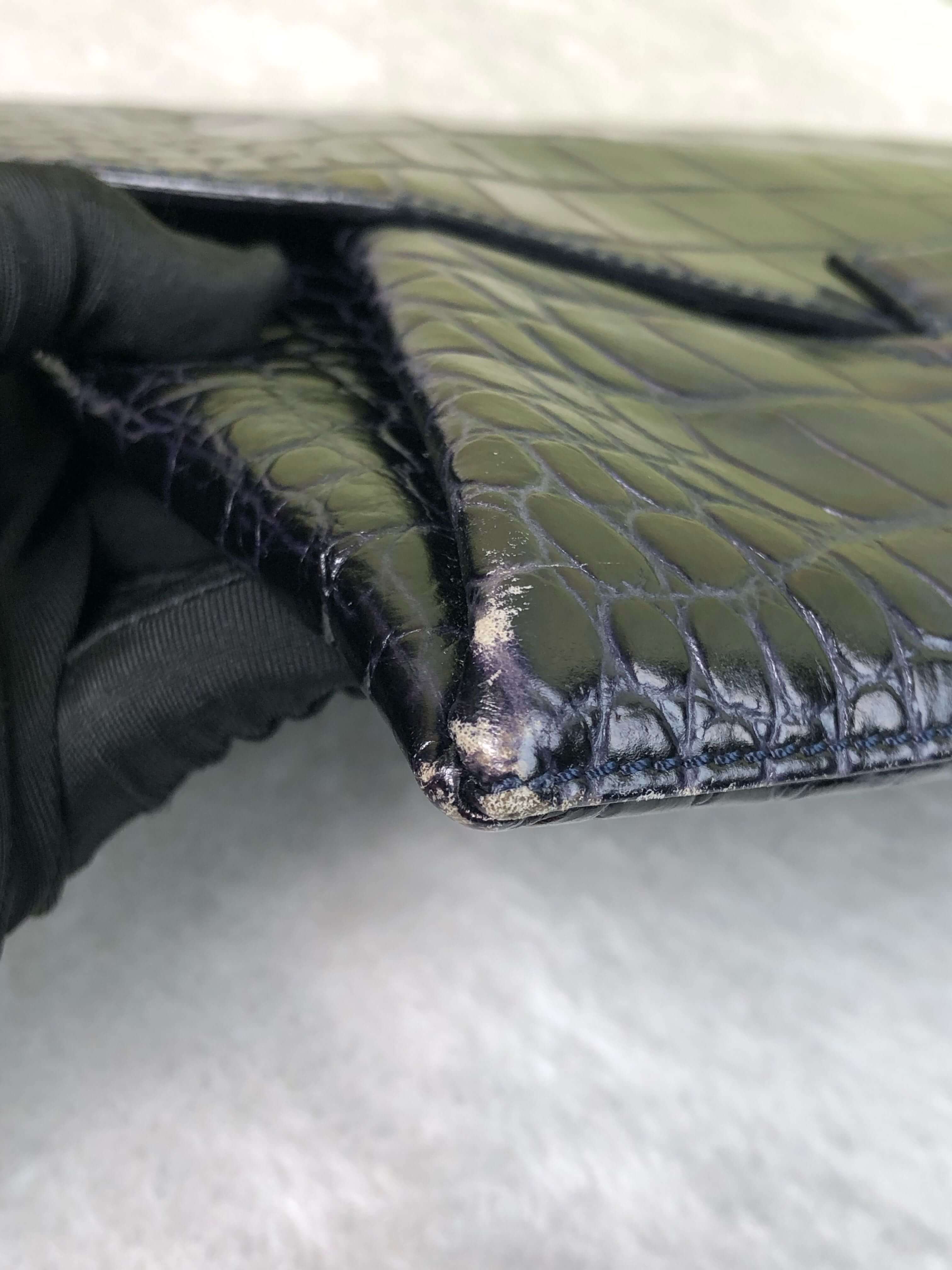Givenchy Navy Crocodile-Embossed Clutch Bag
