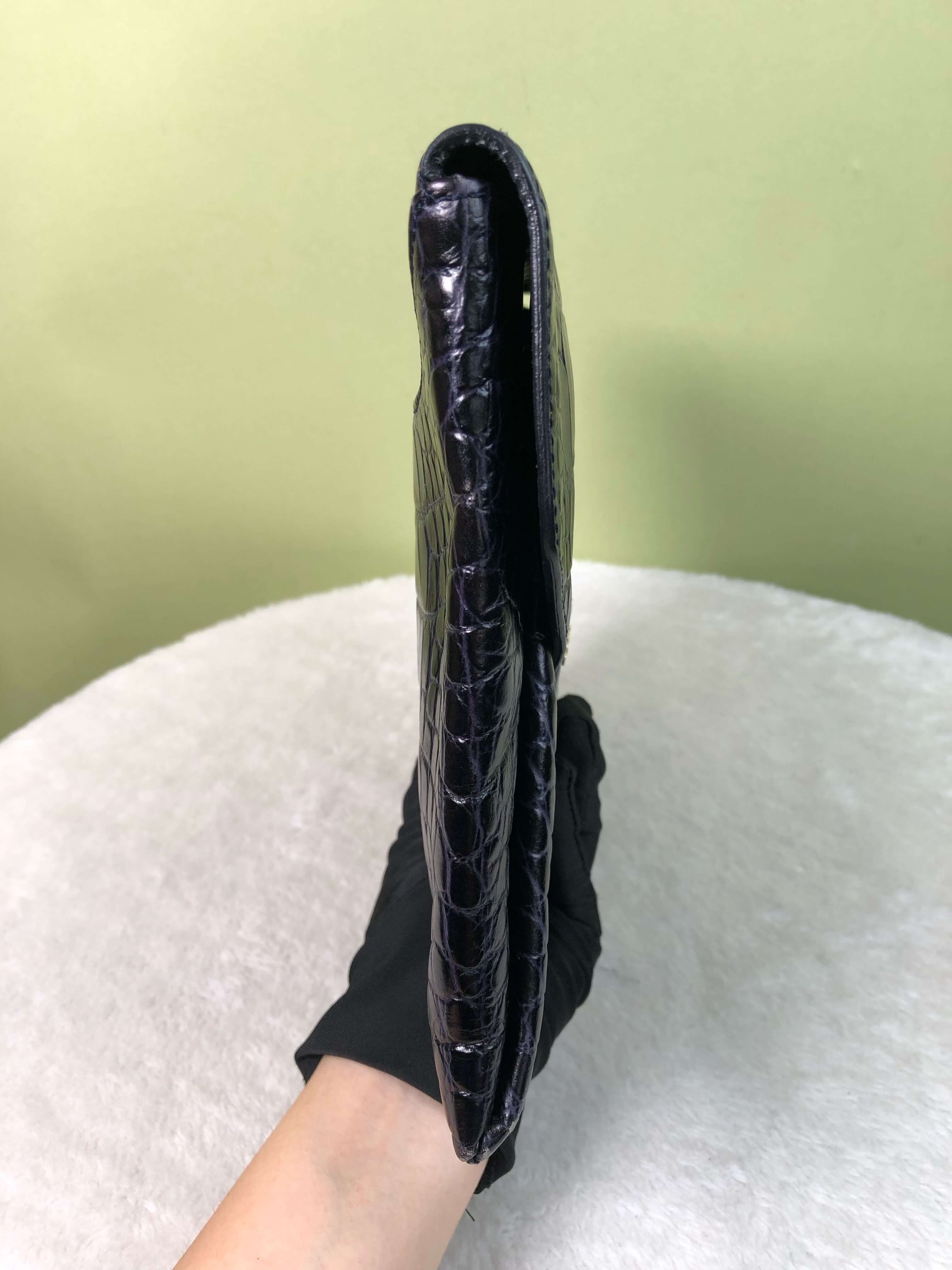 Givenchy Navy Crocodile-Embossed Clutch Bag