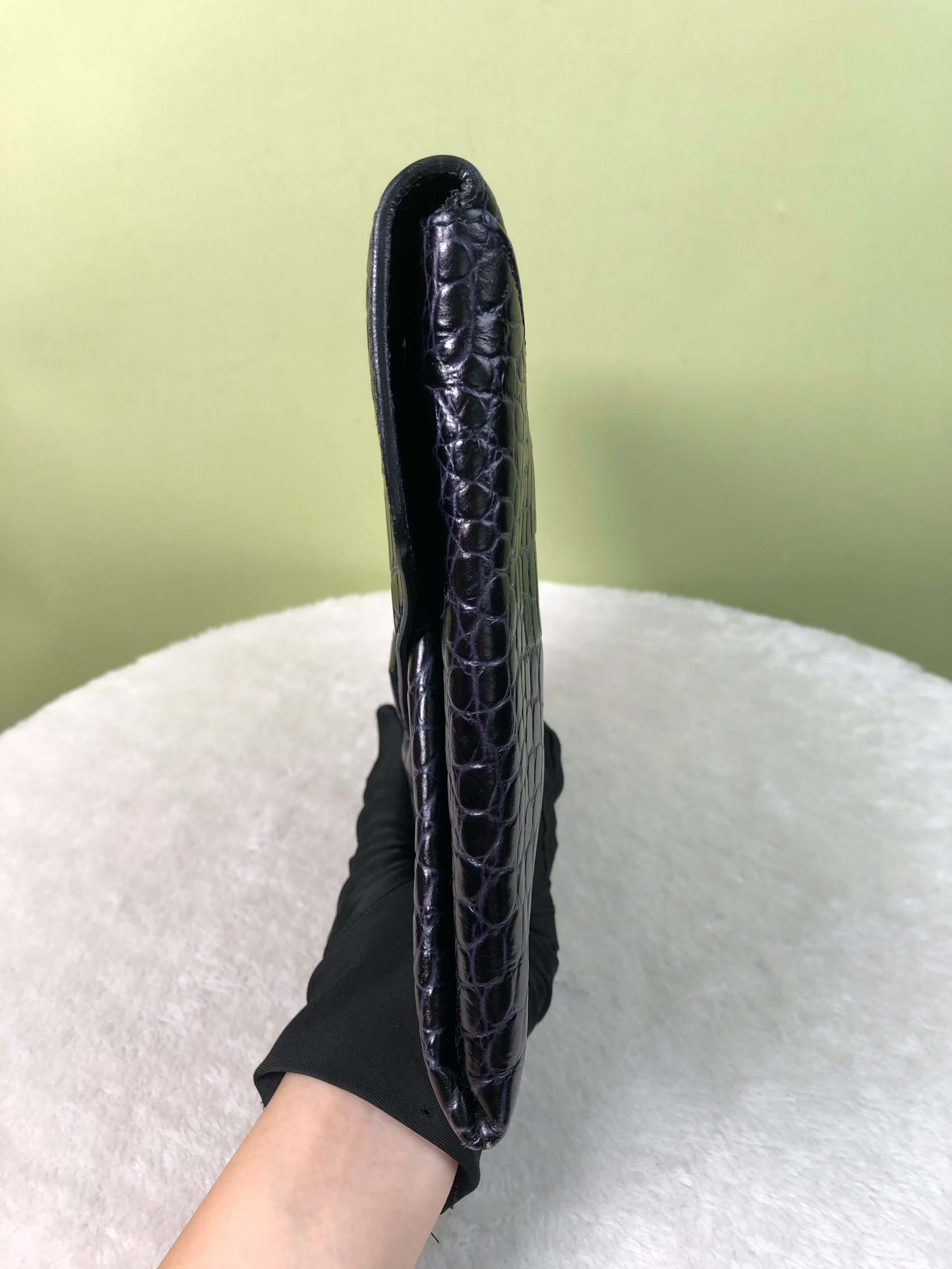 Givenchy Navy Crocodile-Embossed Clutch Bag