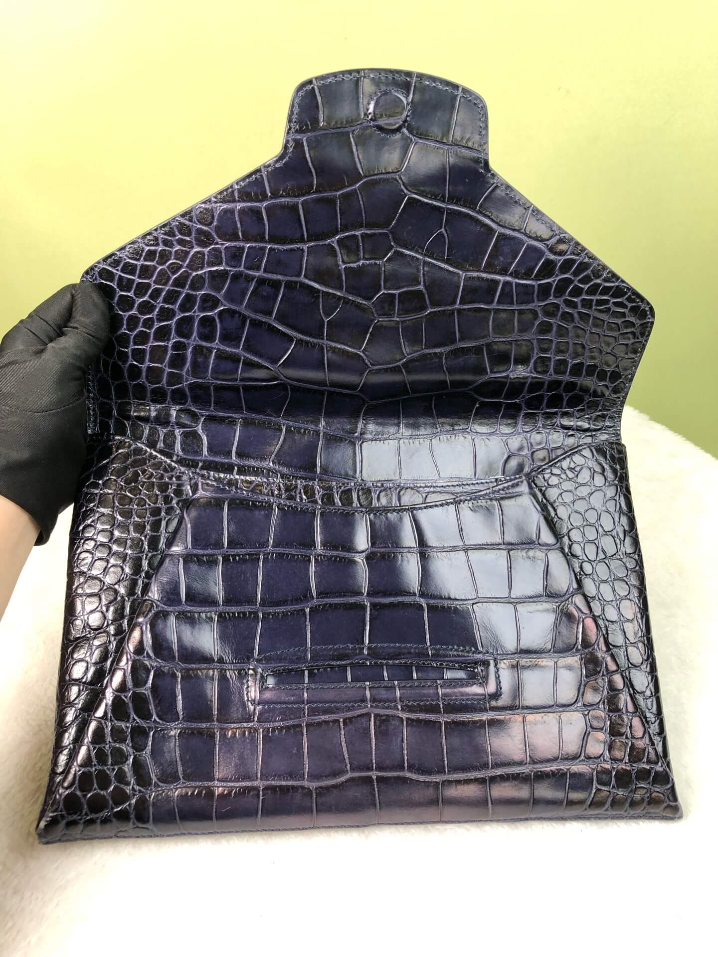 Givenchy Navy Crocodile-Embossed Clutch Bag