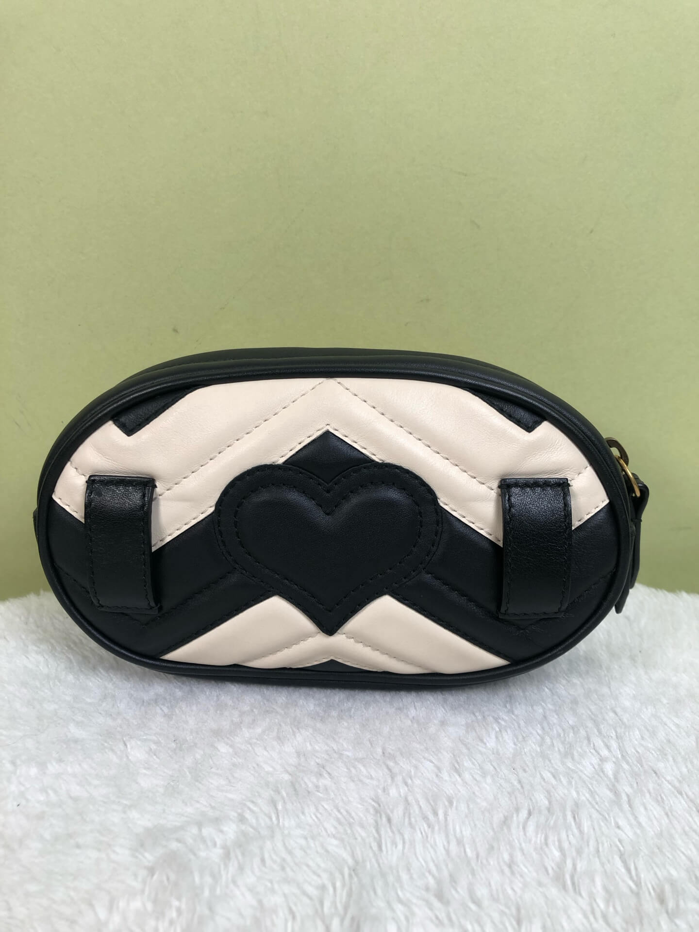 Gucci Black and White Marmont Belt Bag