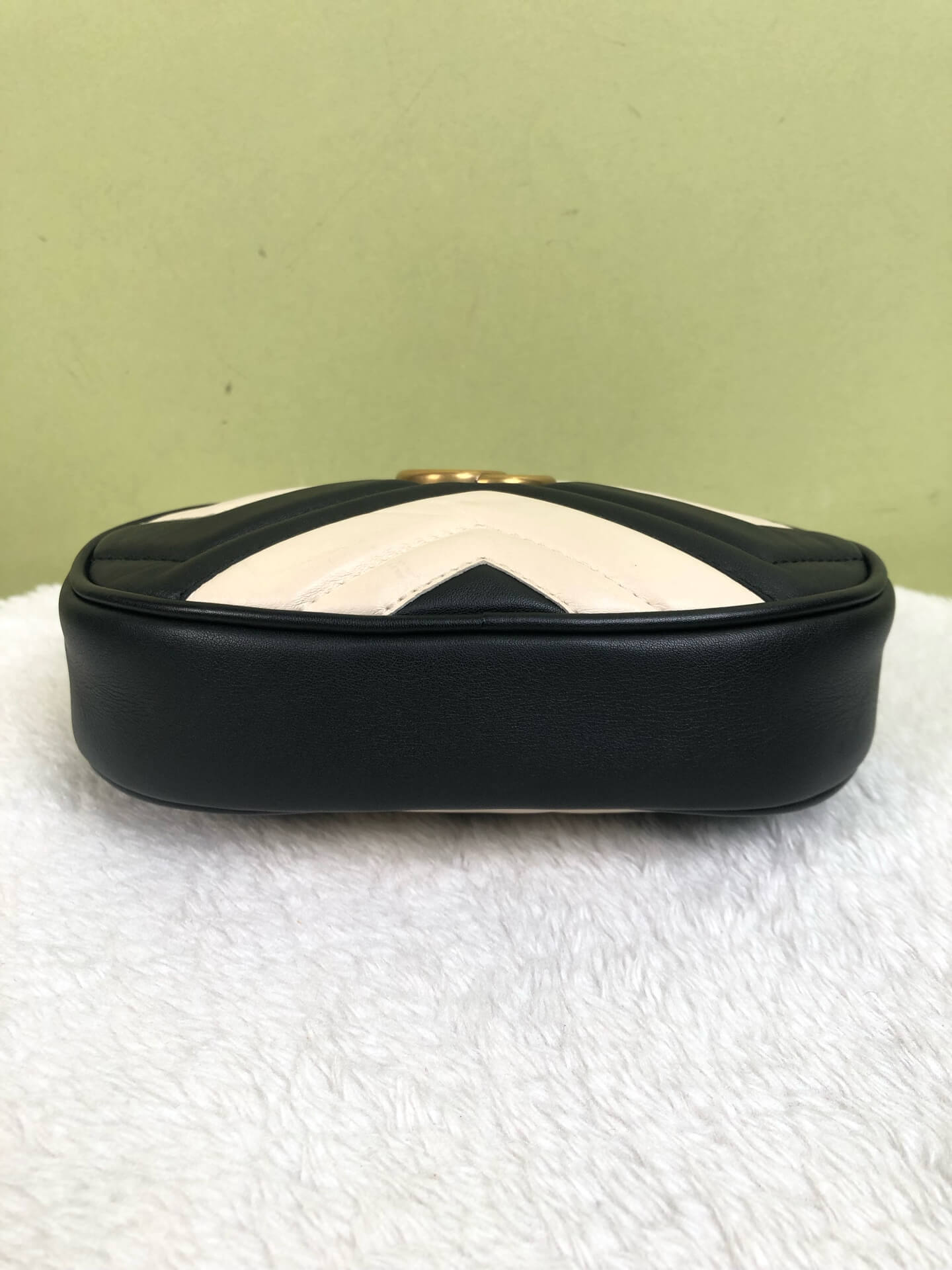 Gucci Black and White Marmont Belt Bag