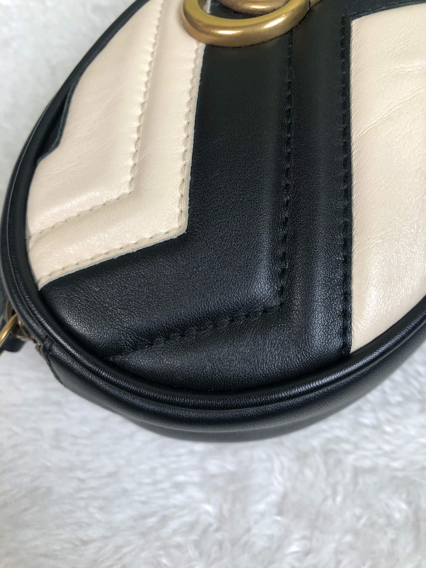 Gucci Black and White Marmont Belt Bag