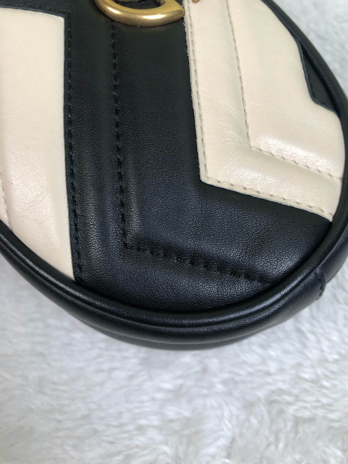 Gucci Black and White Marmont Belt Bag