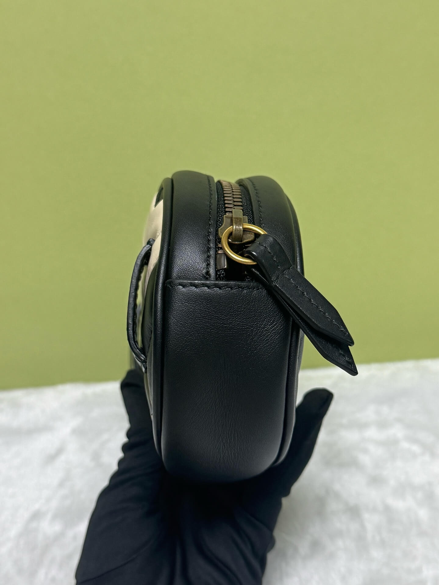 Gucci Black and White Marmont Belt Bag