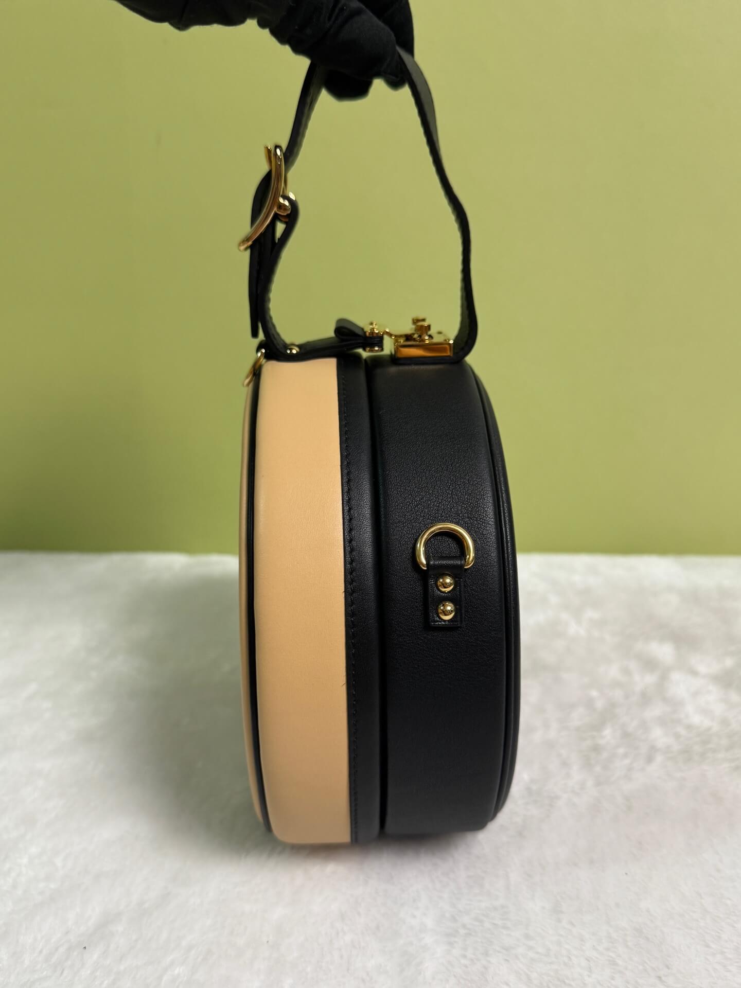 Louis Vuitton Black and Khaki Monogram  Round Bag
