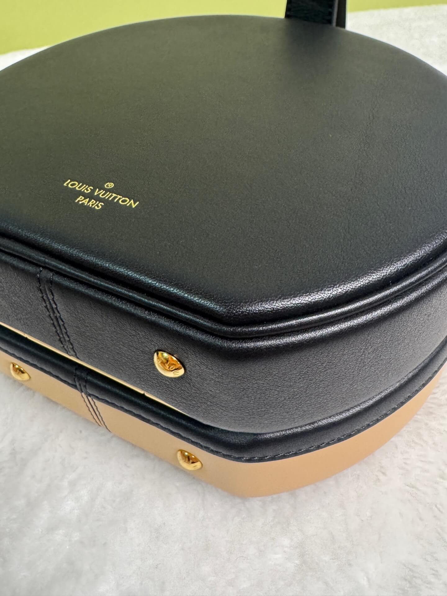 Louis Vuitton Black and Khaki Monogram  Round Bag