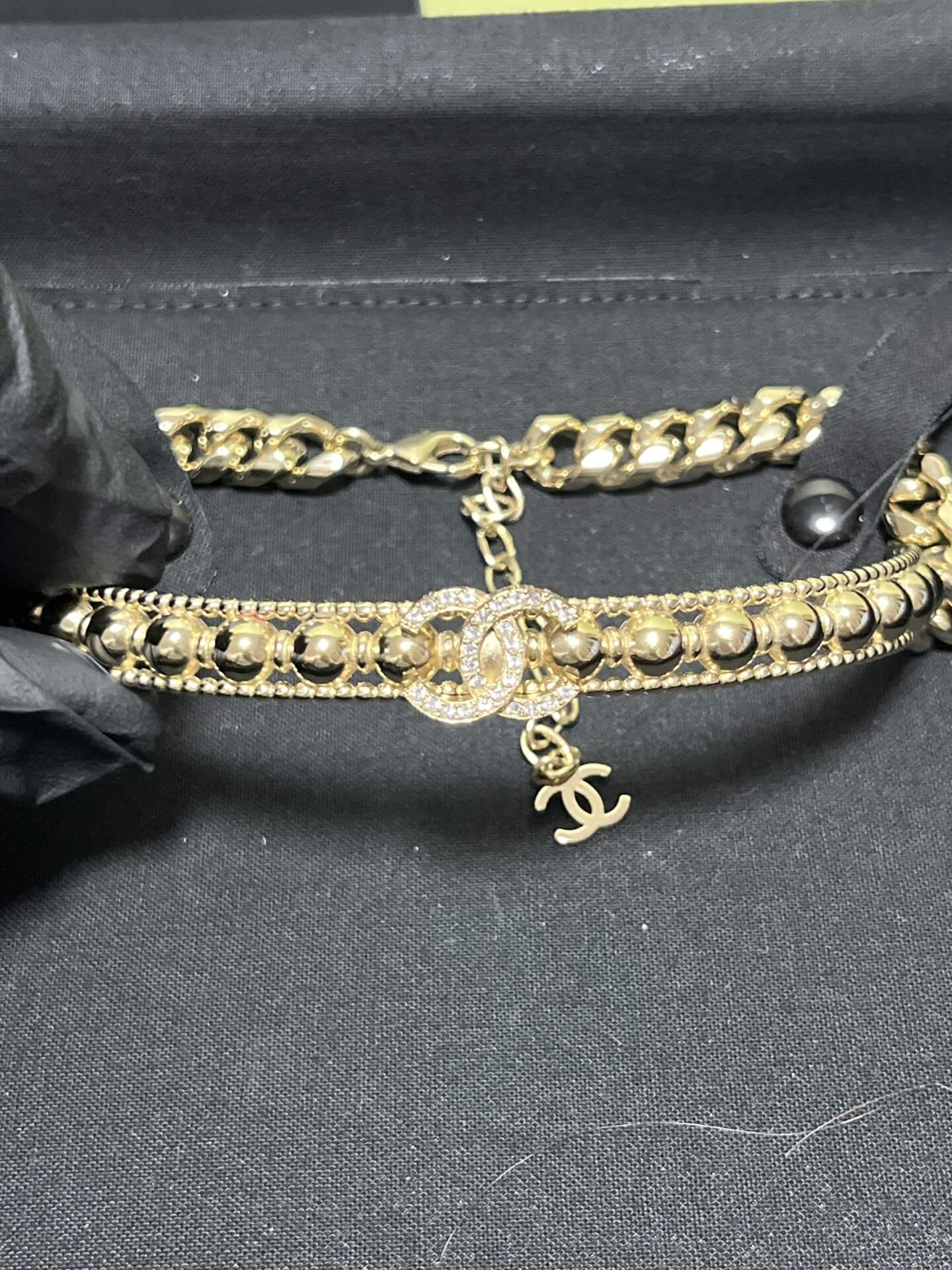 Chanel 22C Gold Pearl CC Crystal Choker