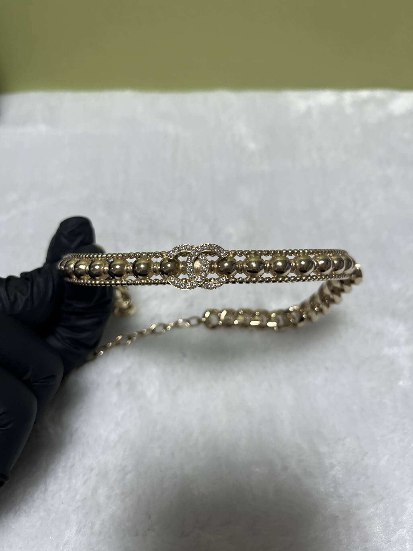 Chanel 22C Gold Pearl CC Crystal Choker