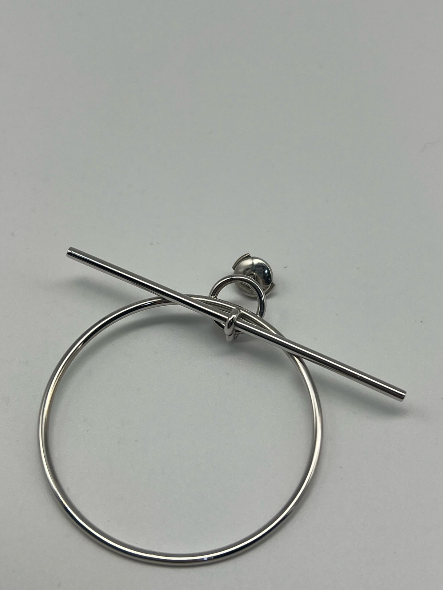Hermès 925 Silver Round Cutout Hoop Earrings