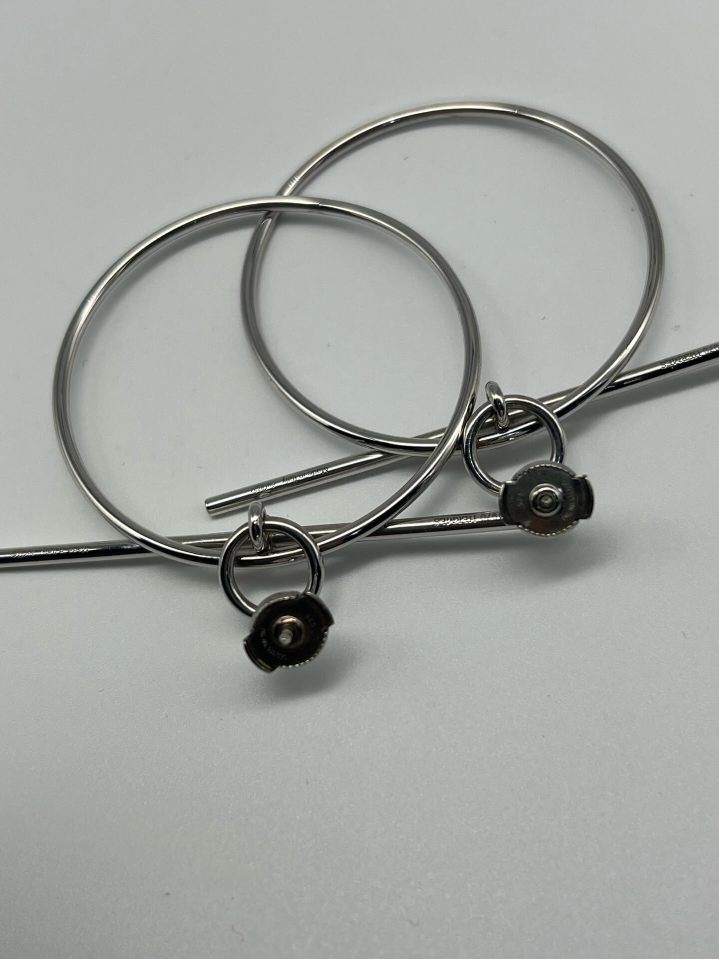 Hermès 925 Silver Round Cutout Hoop Earrings