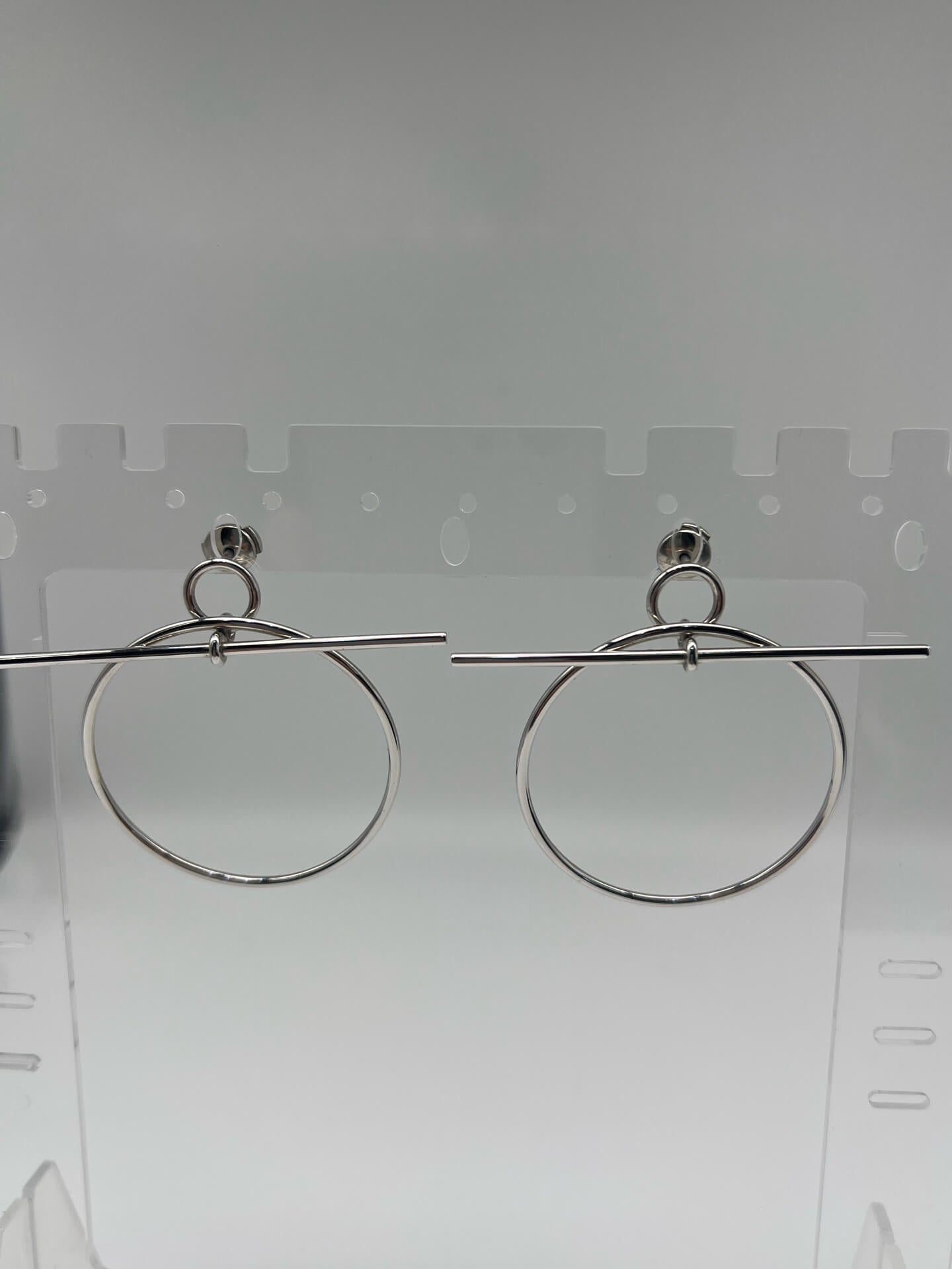 Hermès 925 Silver Round Cutout Hoop Earrings
