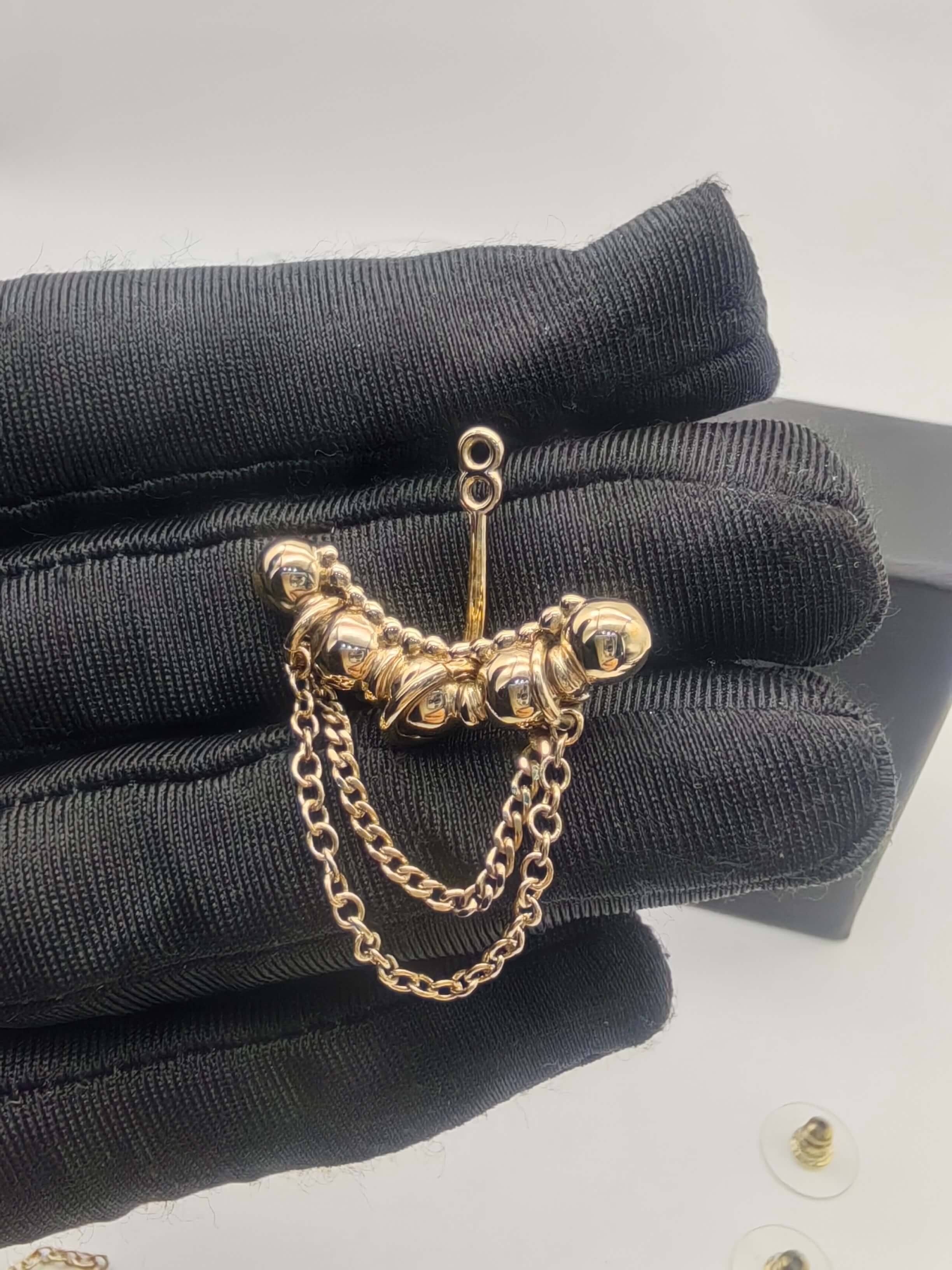 Chanel 22C Asymmetrical Chain CC Ear Cuffs