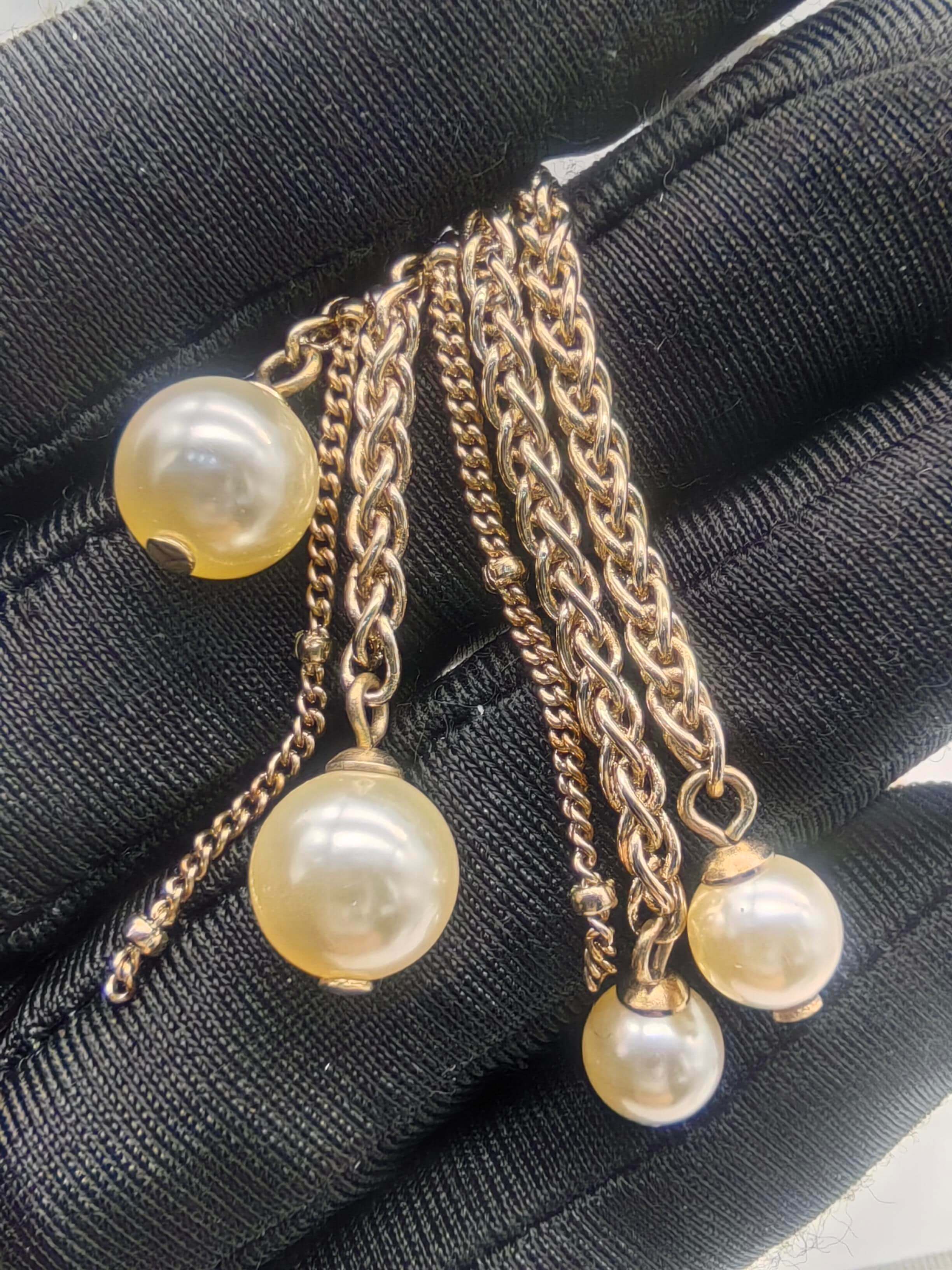 Chanel 19V CC Pearl Tassel Earrings
