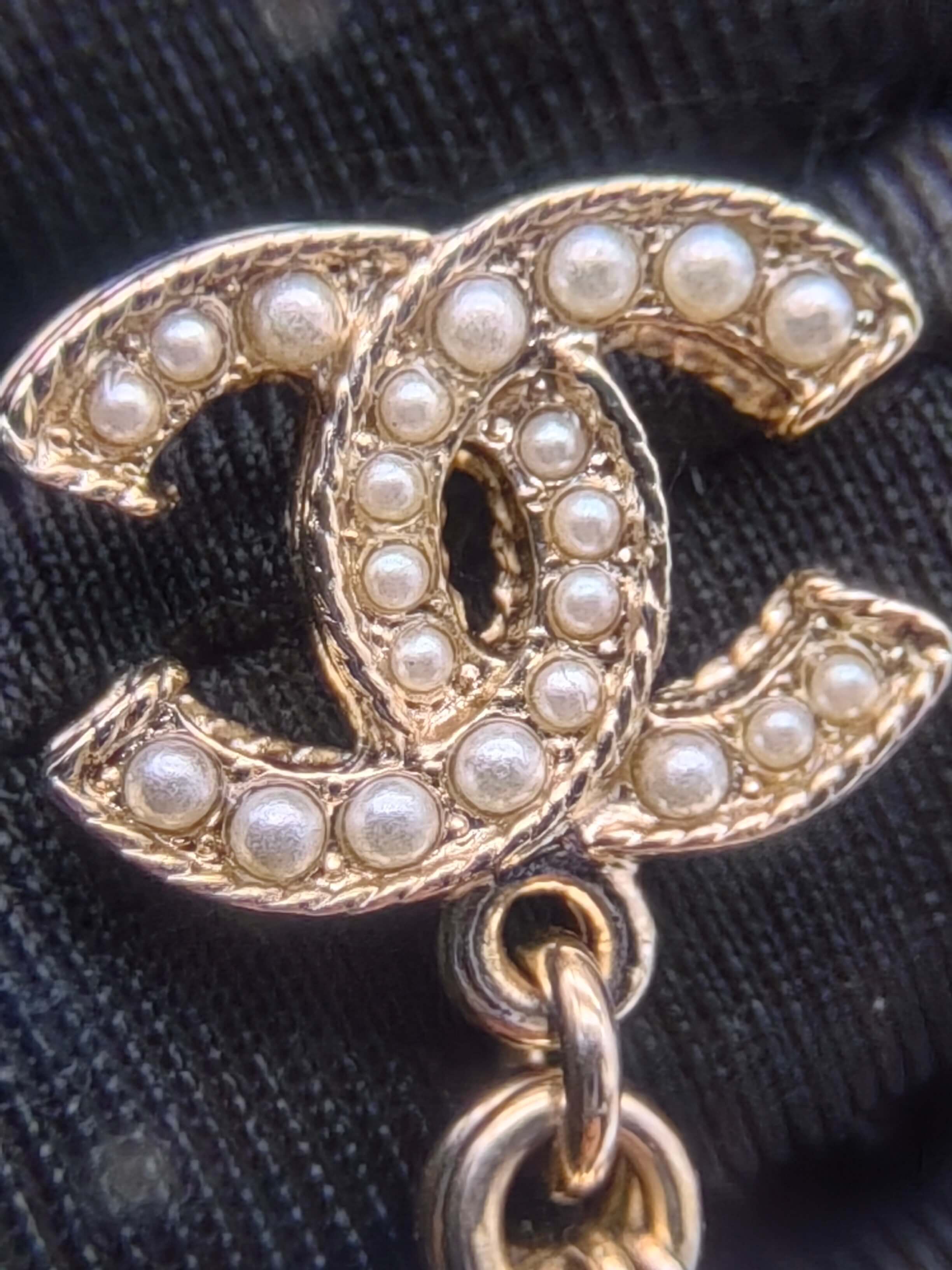 Chanel 19V CC Pearl Tassel Earrings