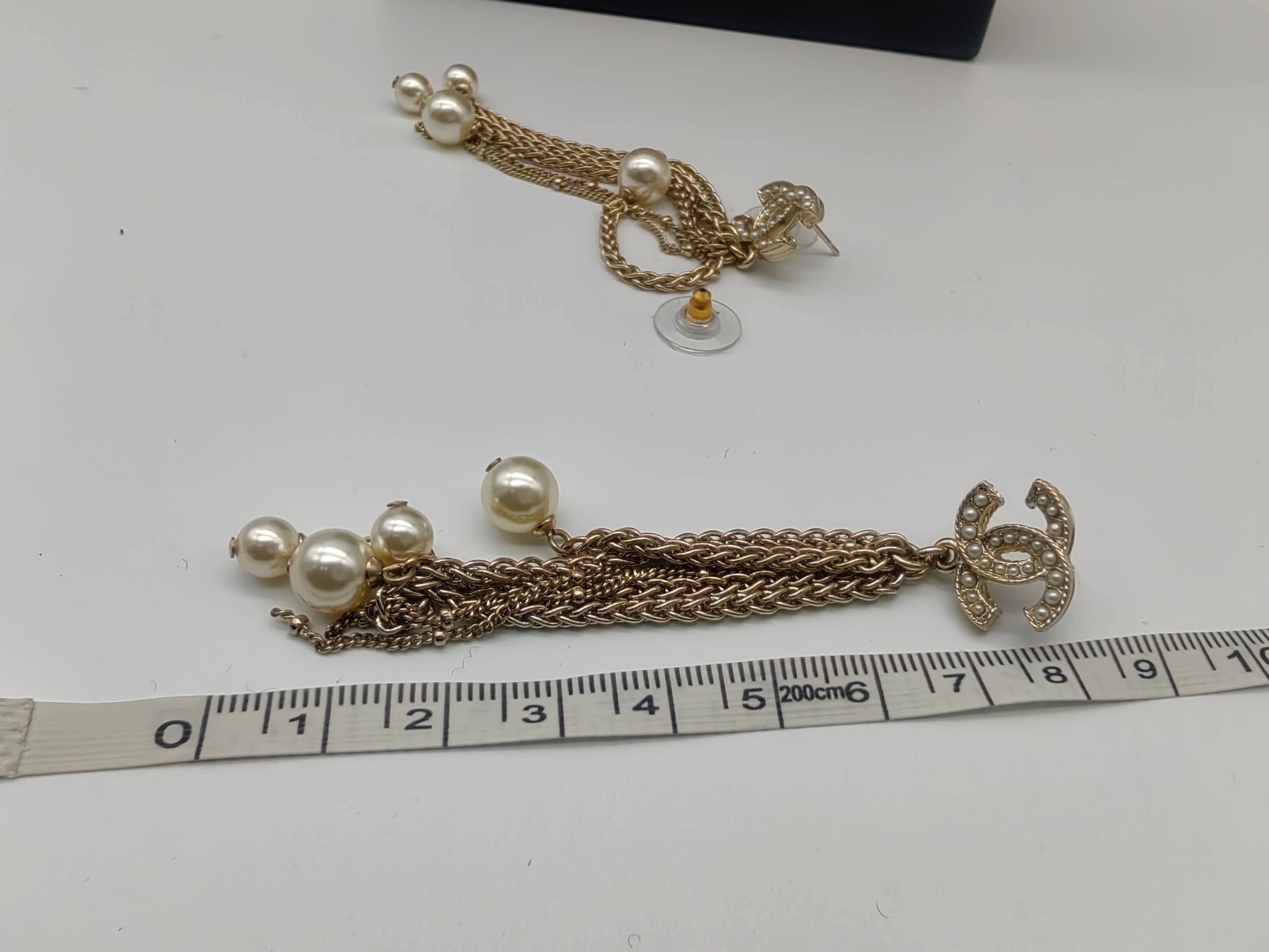 Chanel 19V CC Pearl Tassel Earrings