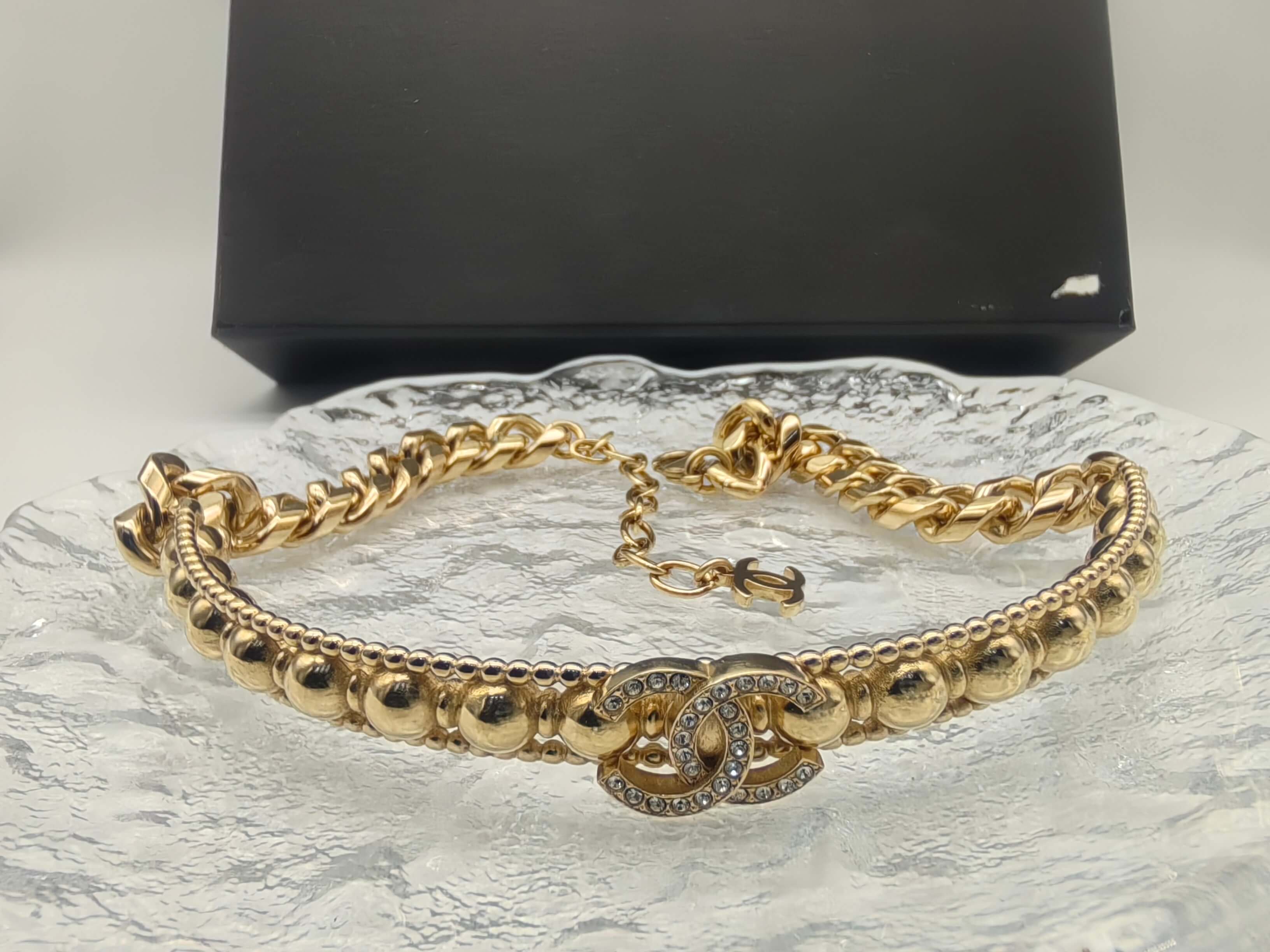 Chanel 22C Gold Pearl CC Crystal Choker