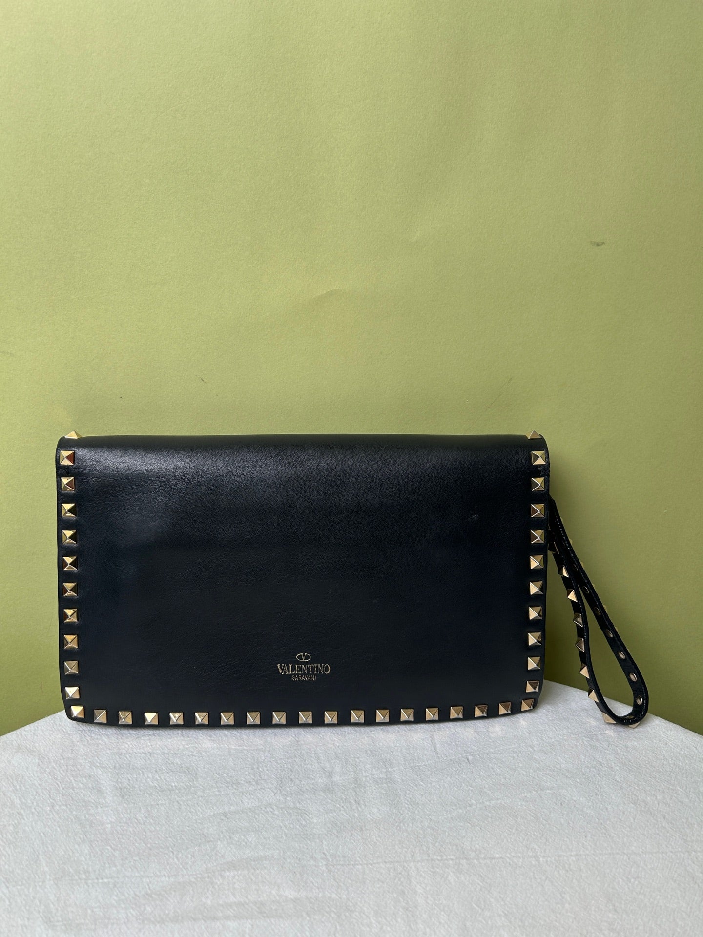 Valentino Garavani Black Leather Clutch Bag