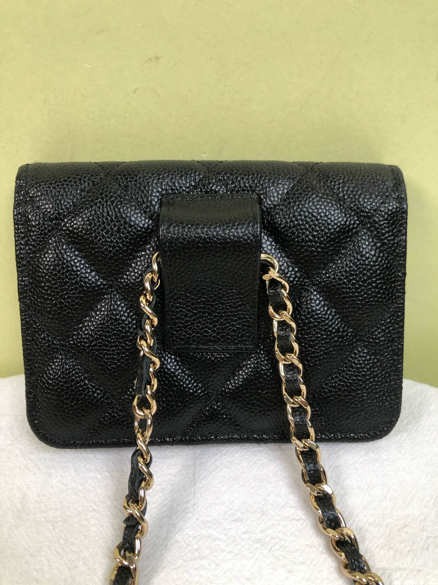 Chanel Black Calfskin Bow Chain Belt Bag & Crossbody Bag