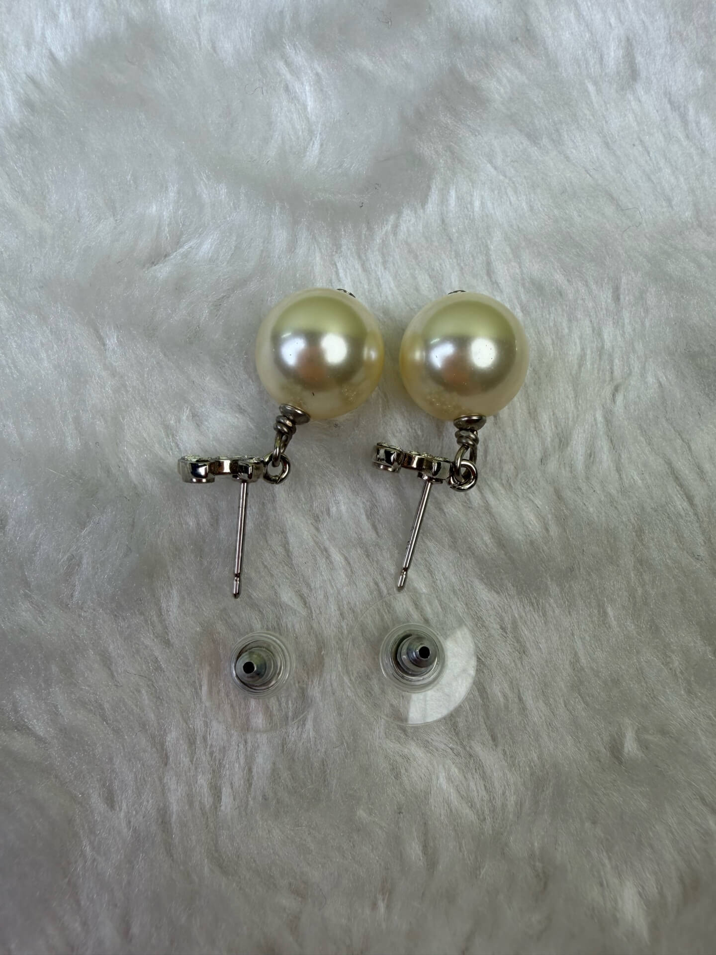Chanel Crystal & Pearl Dangle Earrings