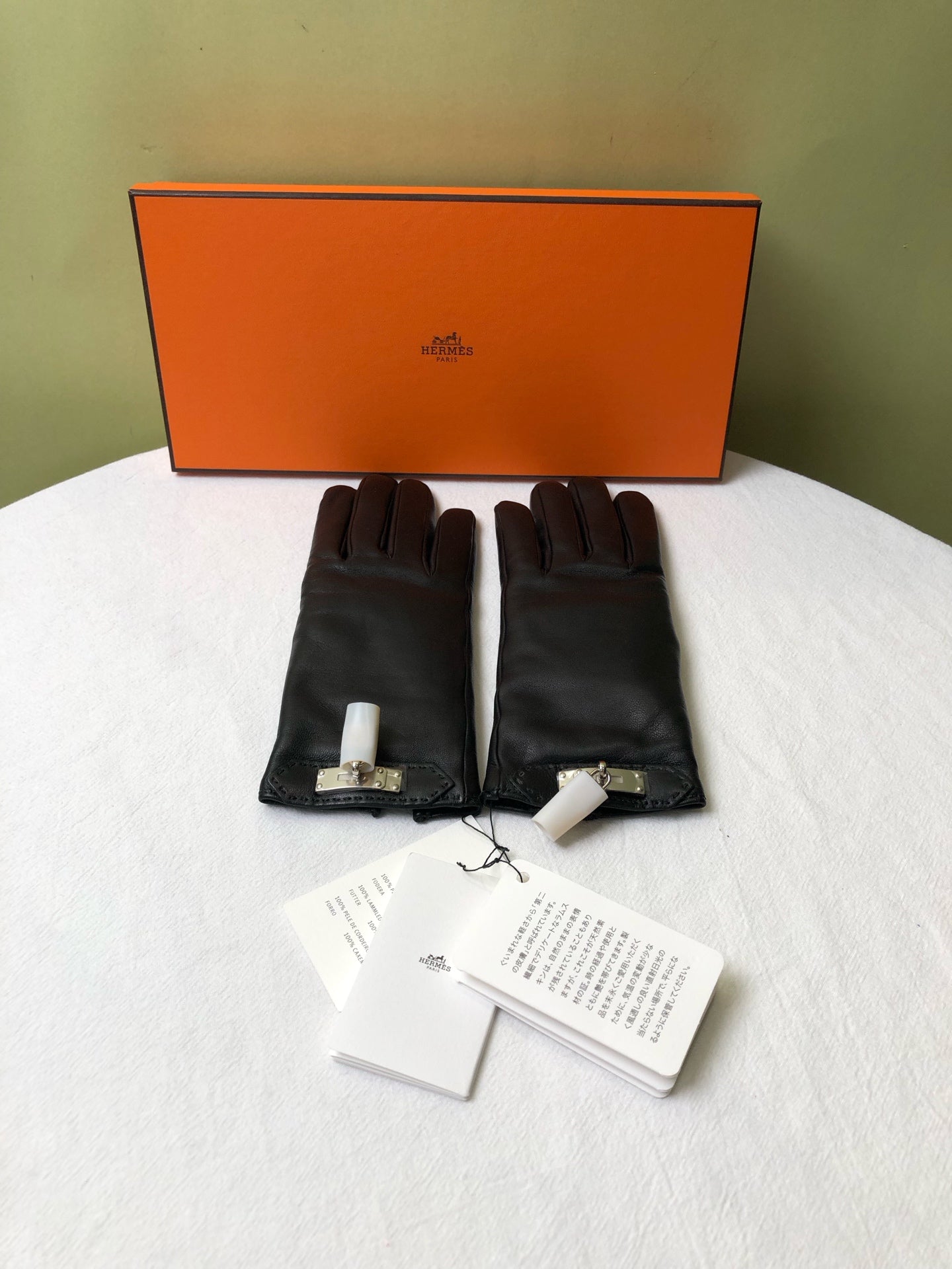 Hermes Black Gloves