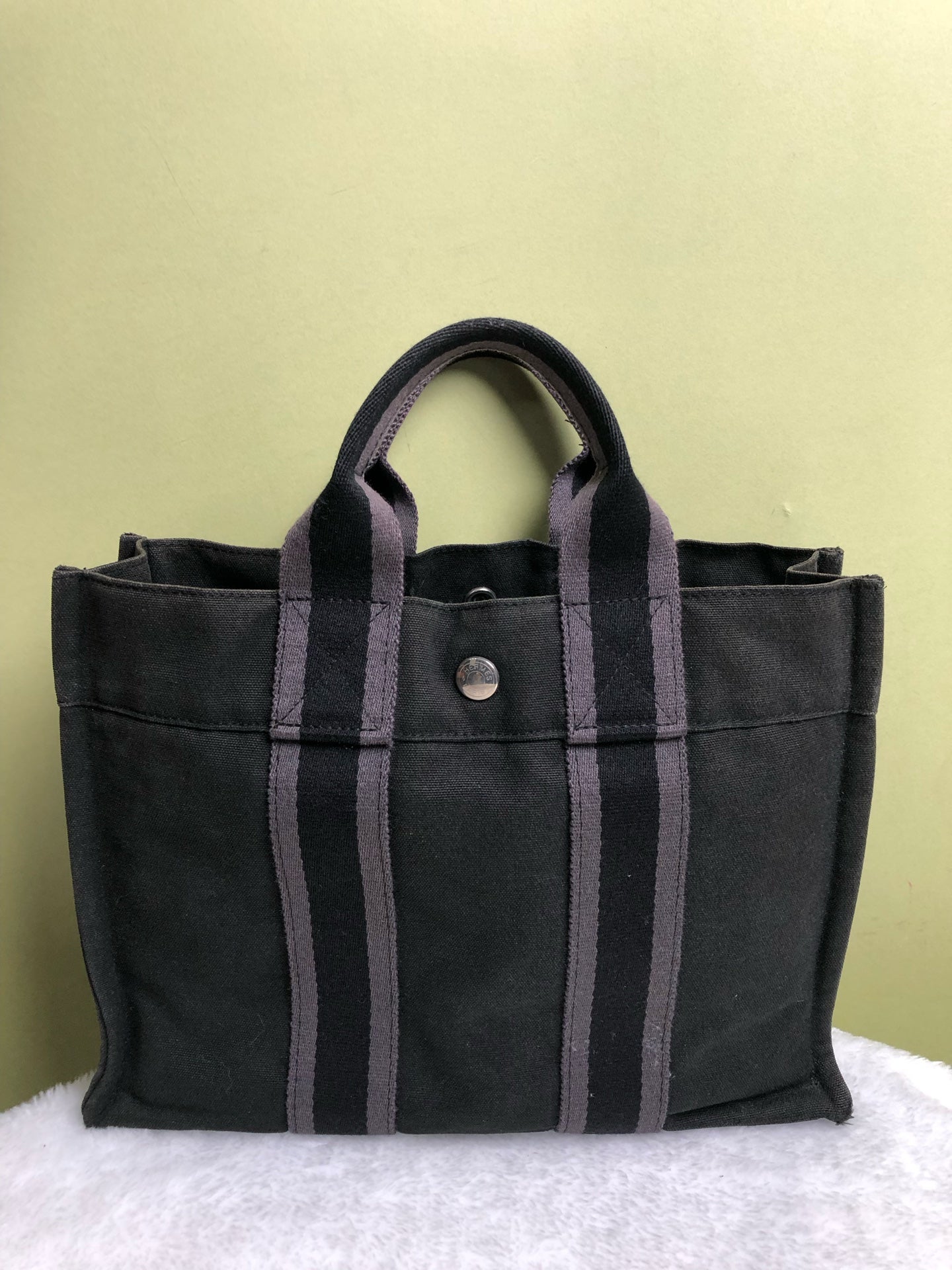 Hermes Canvas Black Satchel