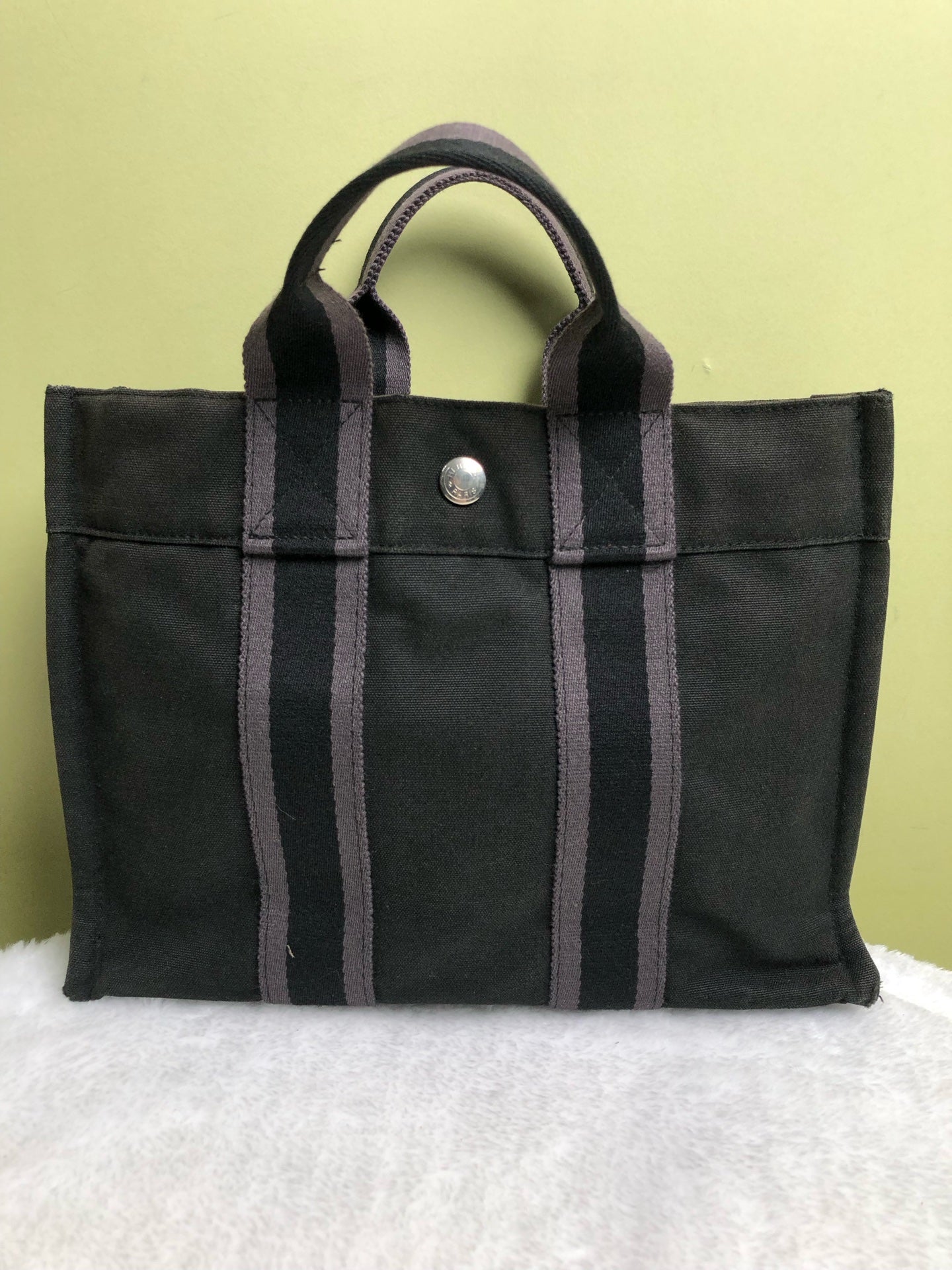 Hermes Canvas Black Satchel