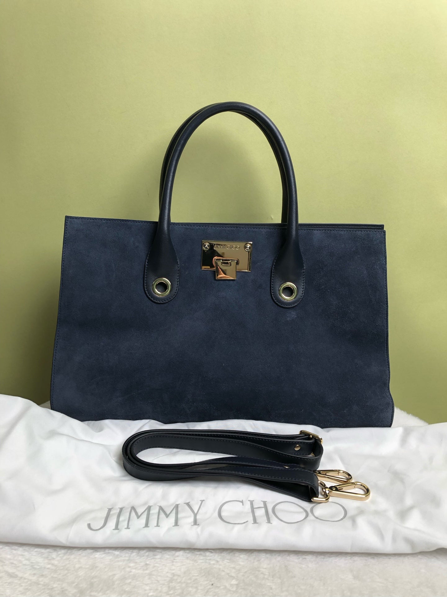 Jimmy Choo Alcantara Blue Shoulder Bag