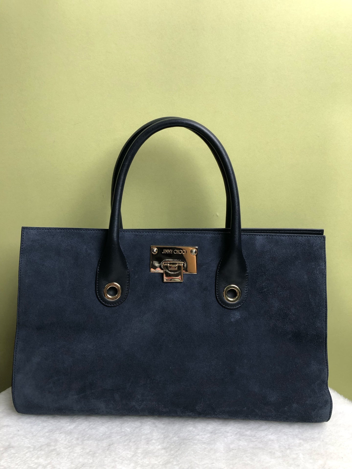 Jimmy Choo Alcantara Blue Shoulder Bag
