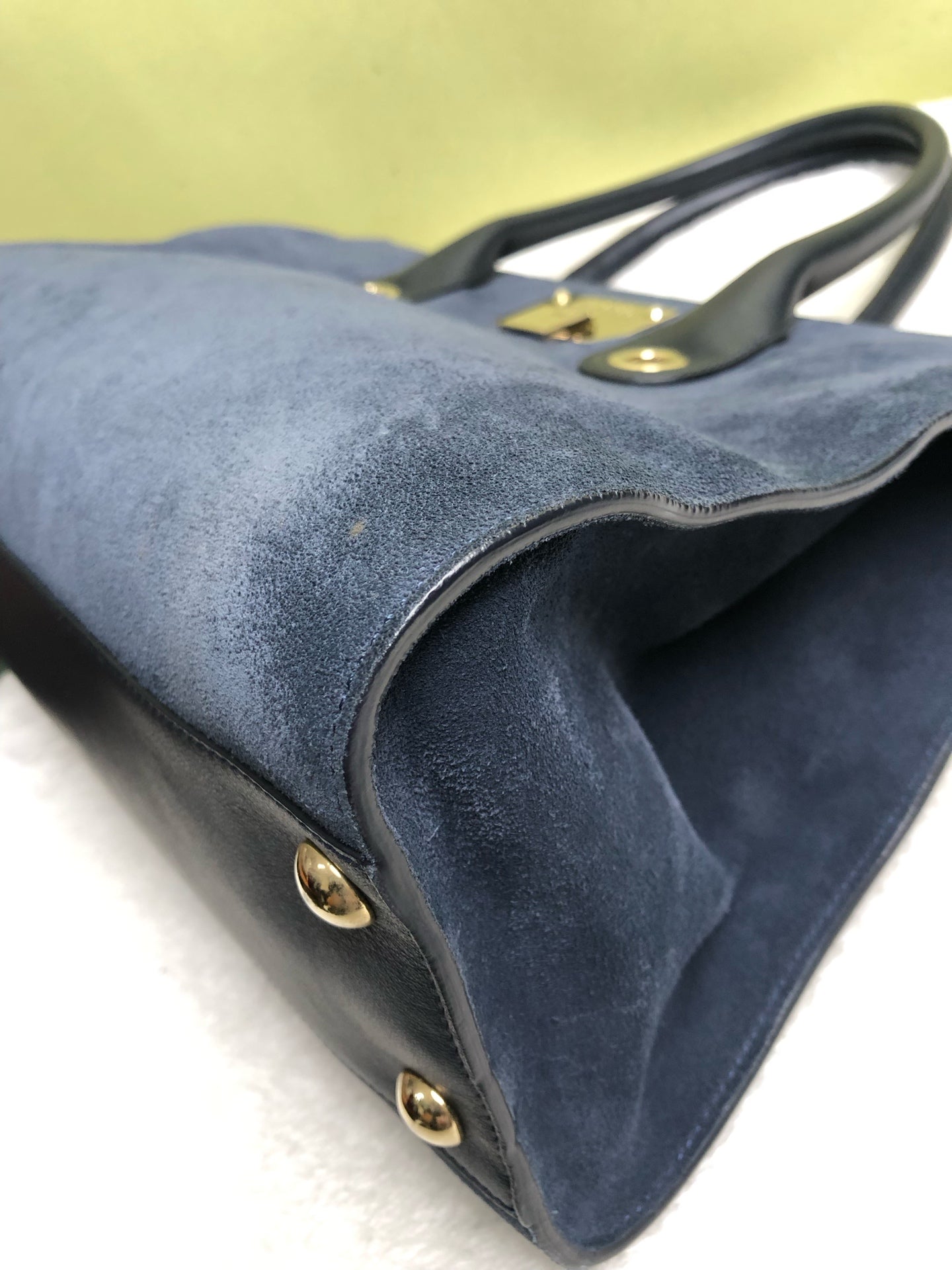 Jimmy Choo Alcantara Blue Shoulder Bag