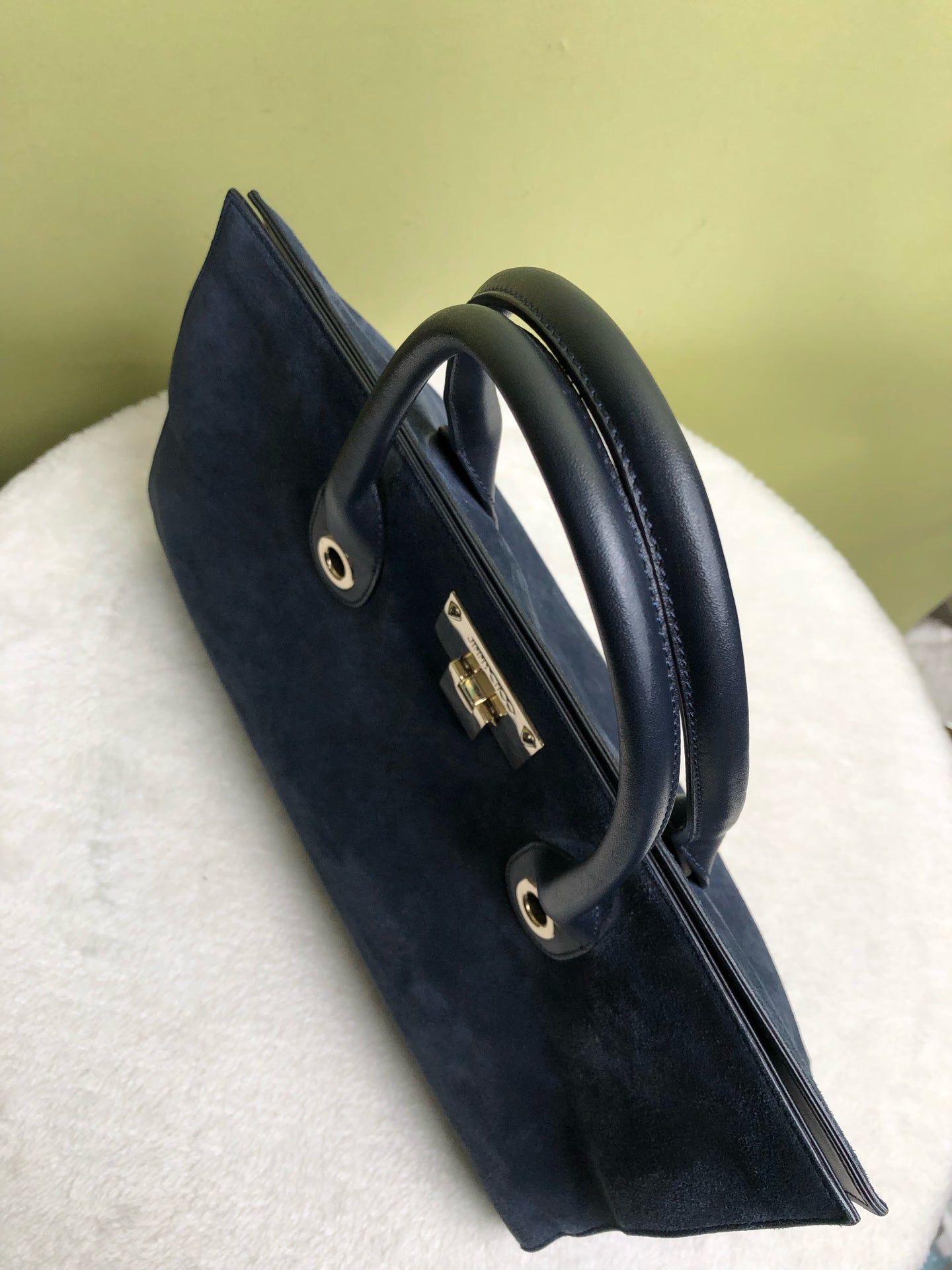 Jimmy Choo Alcantara Blue Shoulder Bag