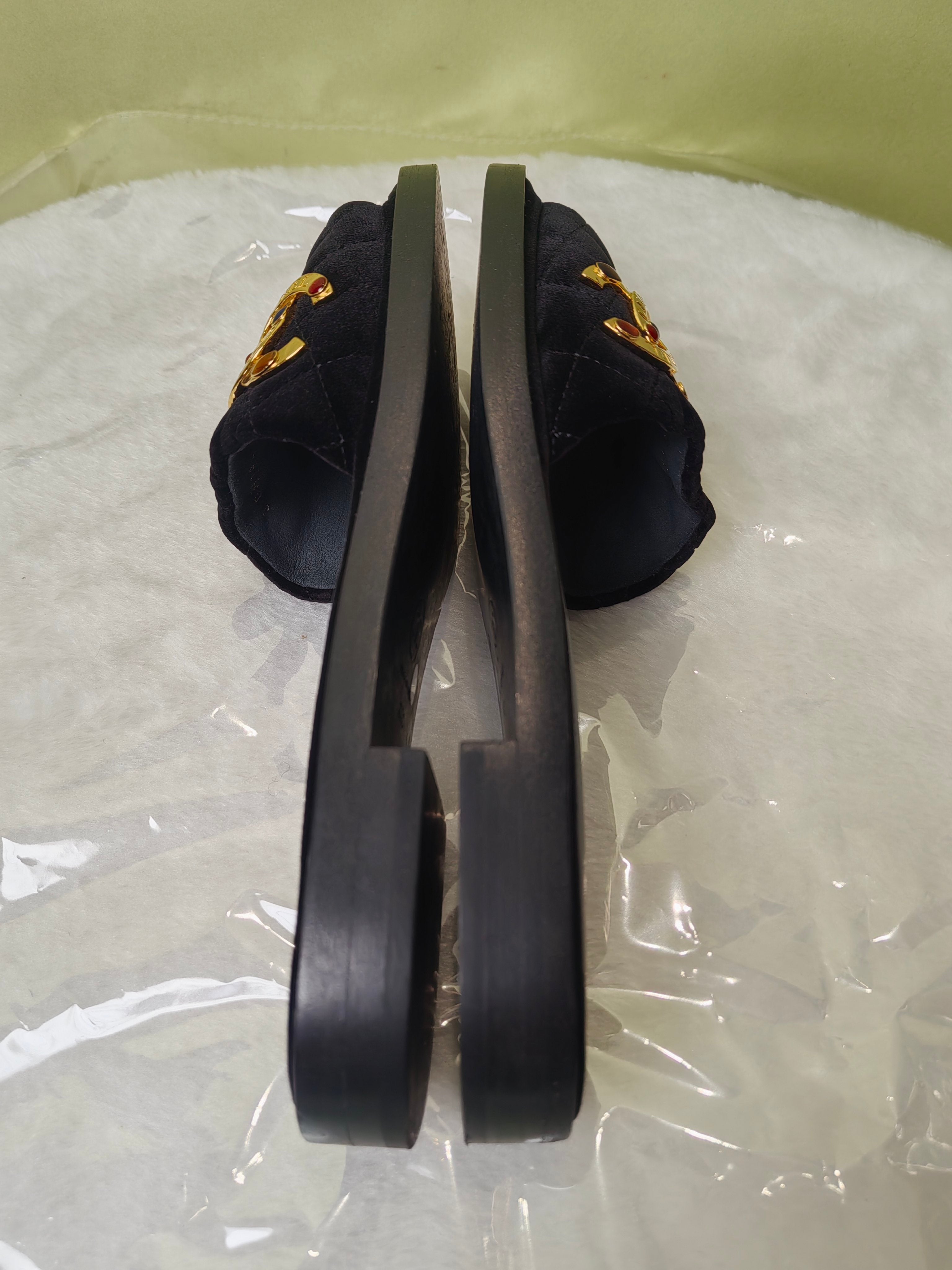 Chanel Velvet Black Flip flop